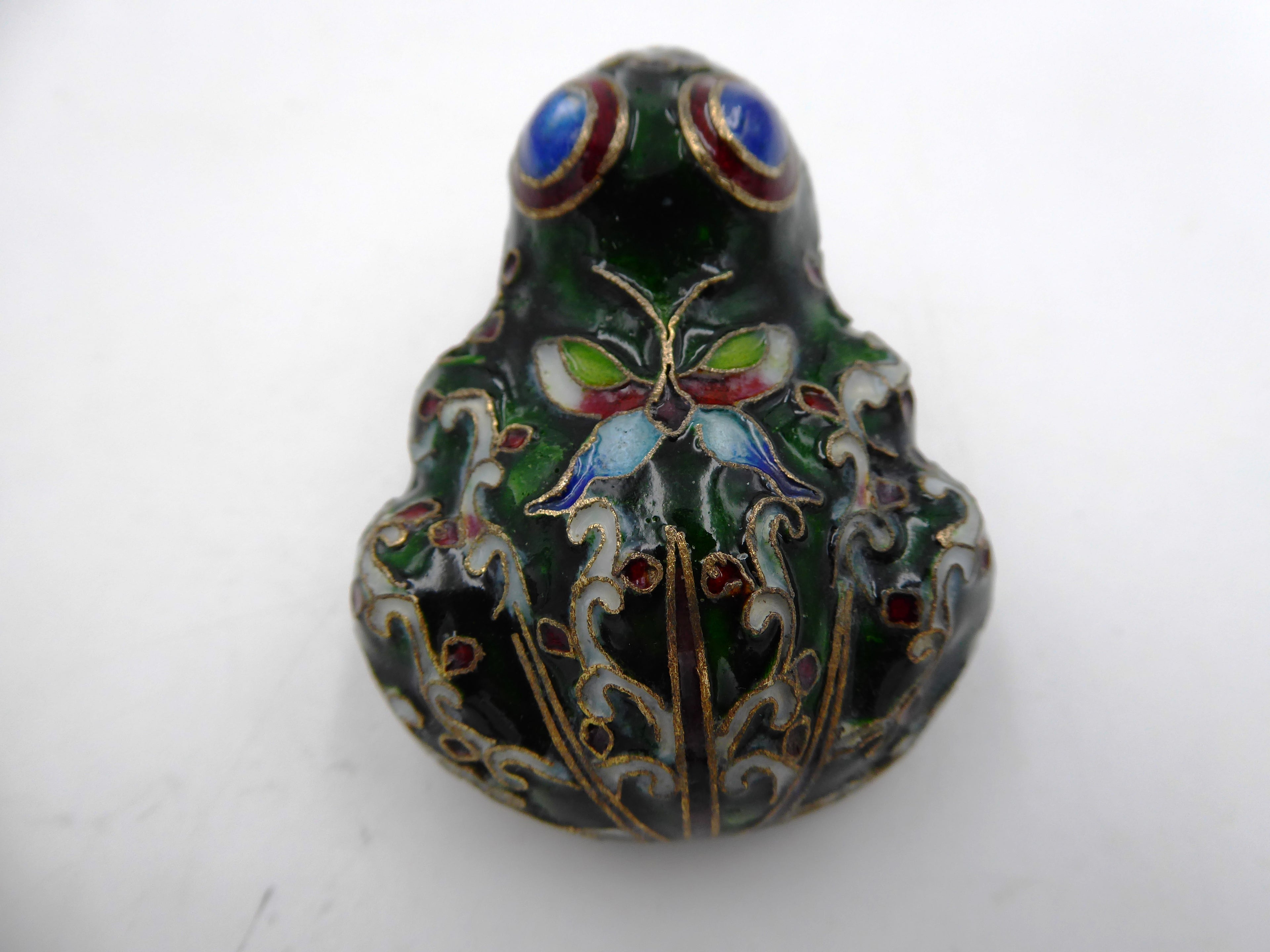 Petite grenouille laiton en émail cloisonné