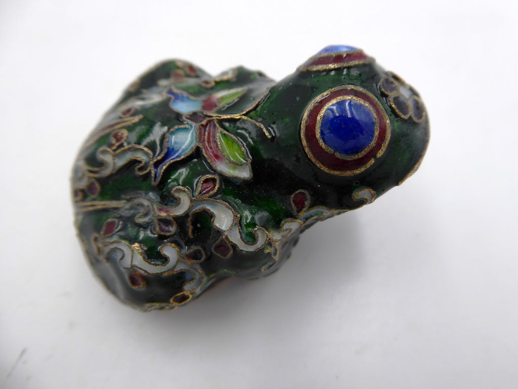 Petite grenouille laiton en émail cloisonné