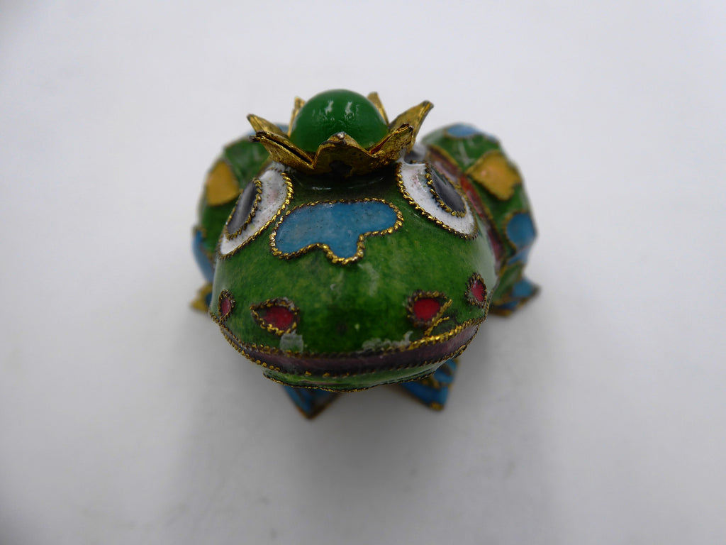 Moyenne grenouille laiton en émail cloisonné