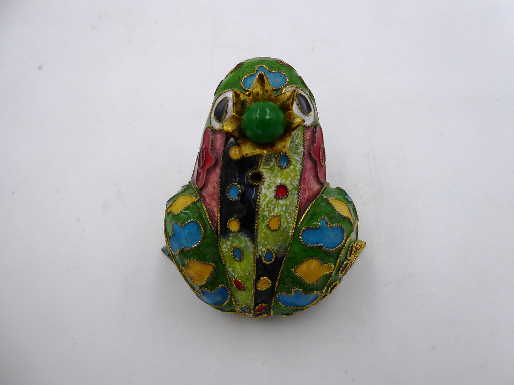 Moyenne grenouille laiton en émail cloisonné