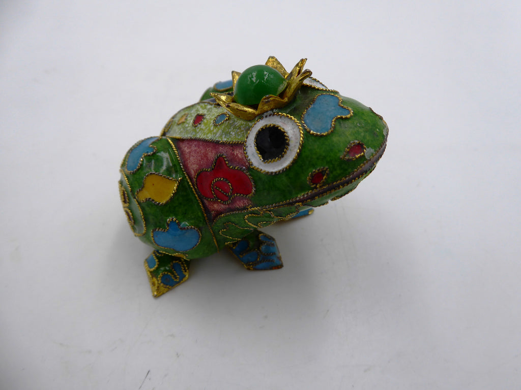 Moyenne grenouille laiton en émail cloisonné