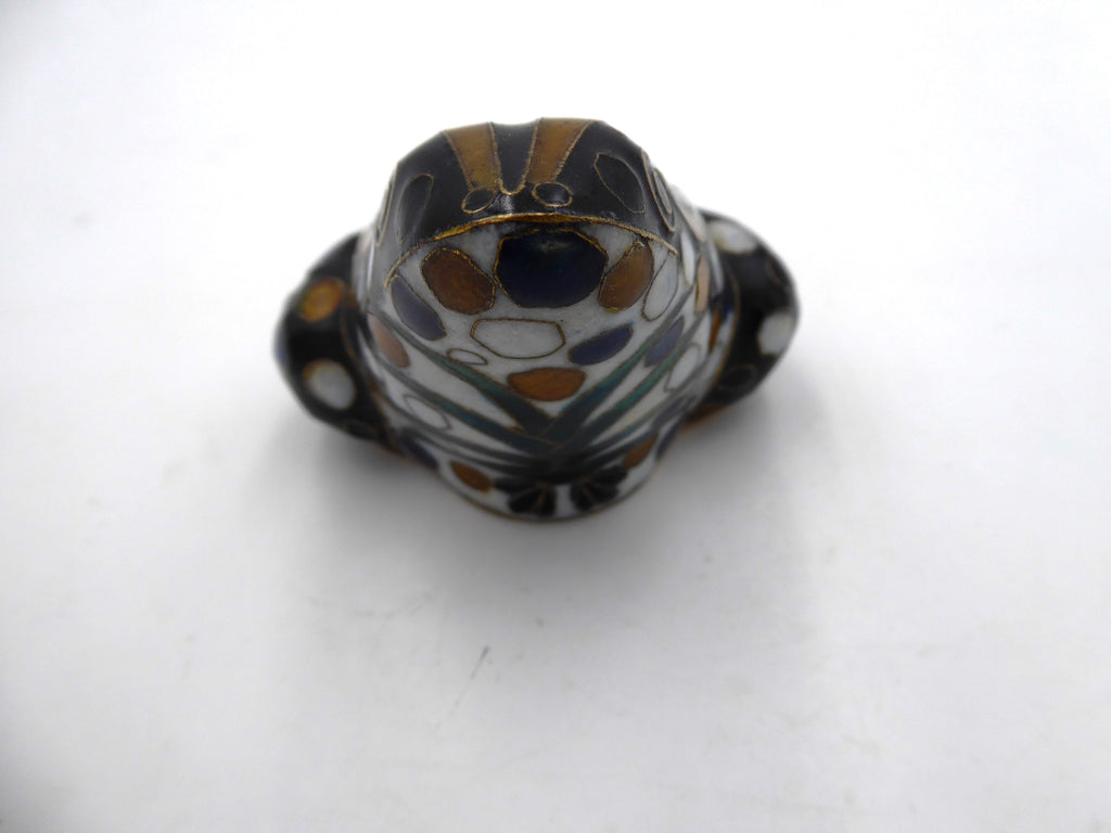 Moyenne grenouille cendrier laiton en émail cloisonné