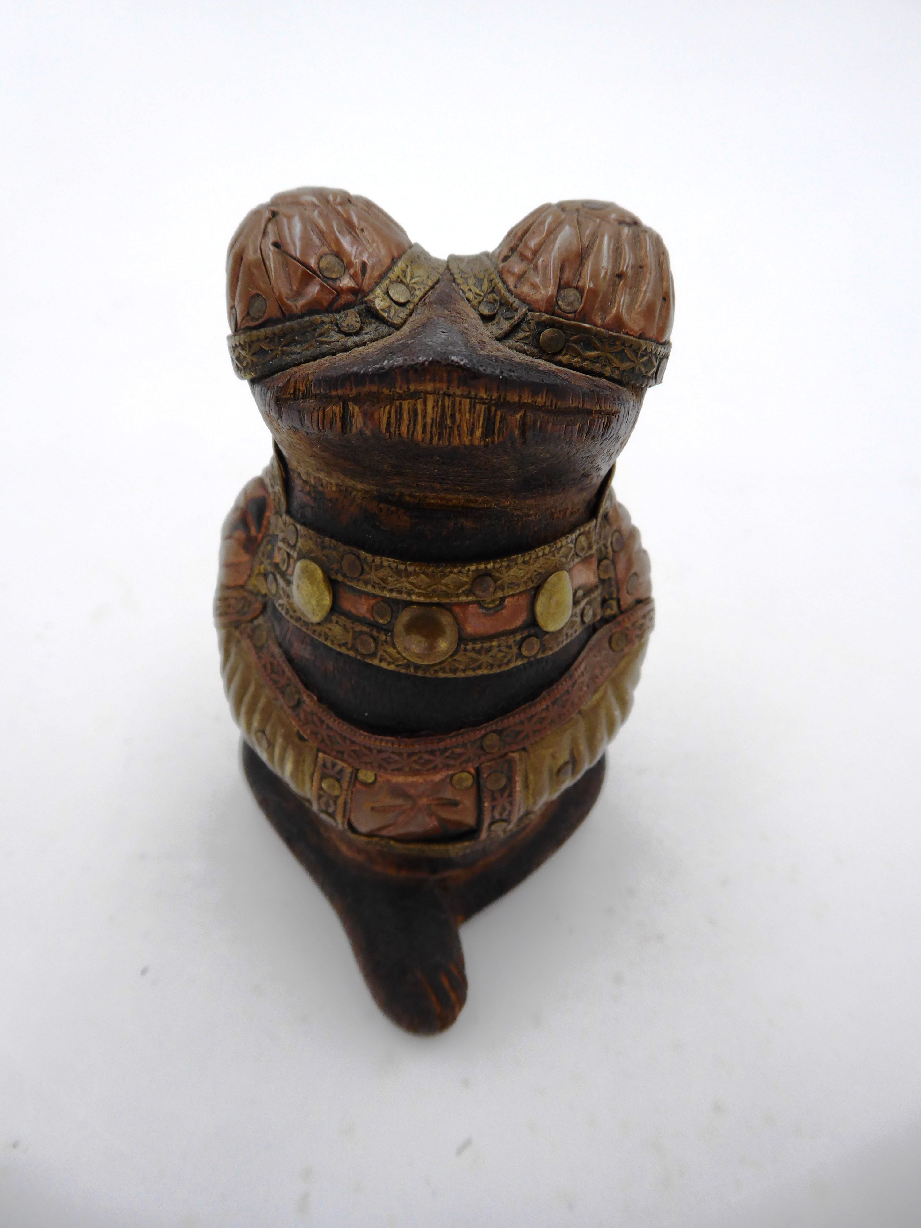 Rare grenouille bois et laiton zen (Ile de la Réunion)