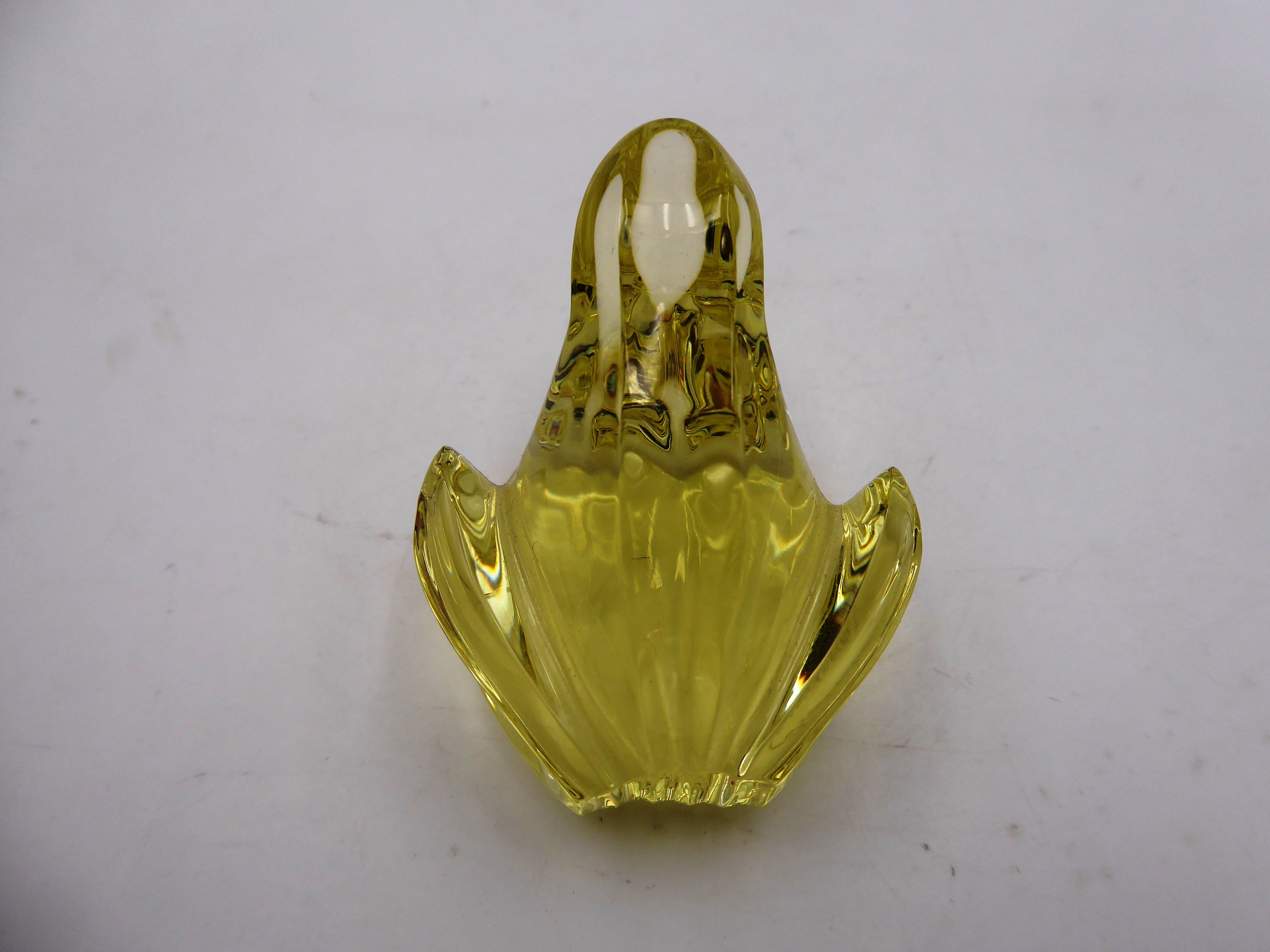 Grenouille en cristal jaune signée BACCARAT