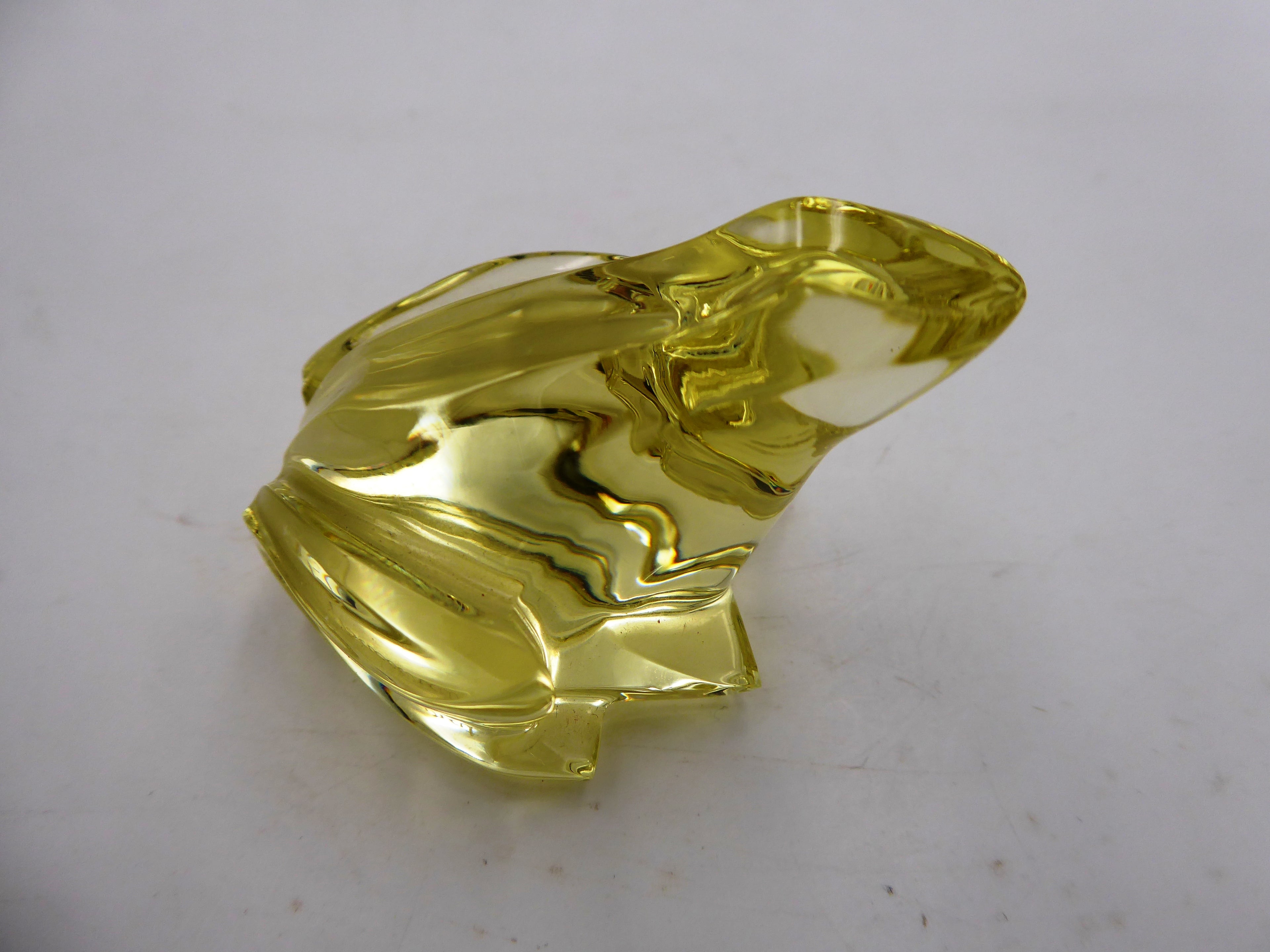 Grenouille en cristal jaune signée BACCARAT