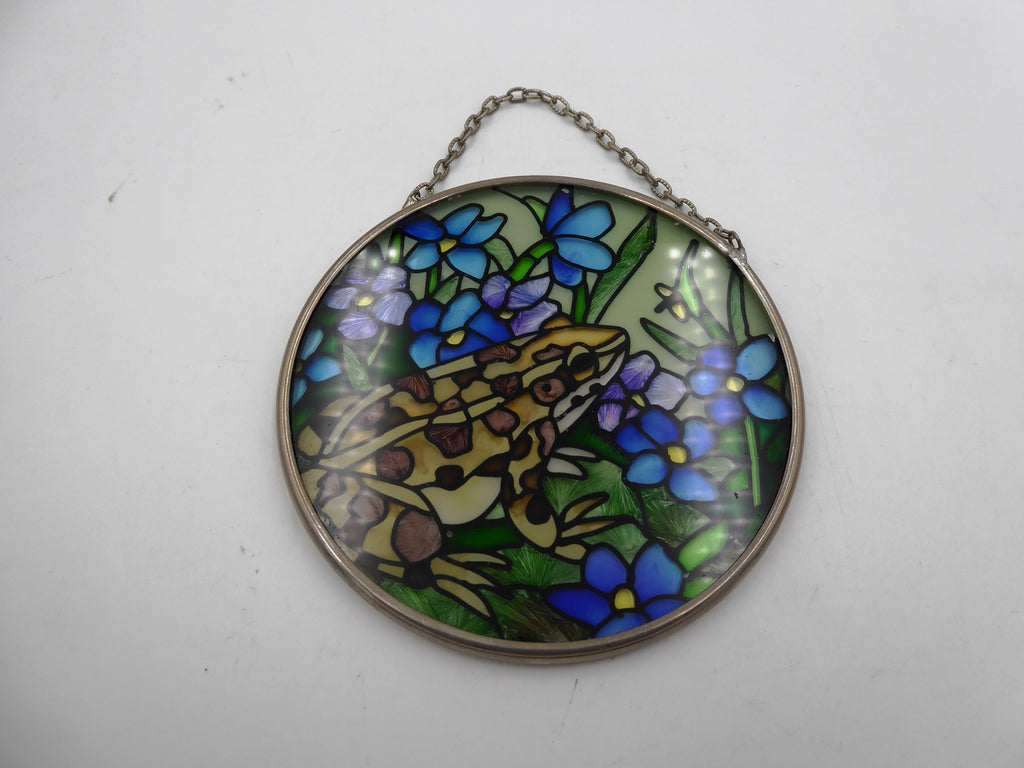 Rare vitrail grenouille avec attache par chaine