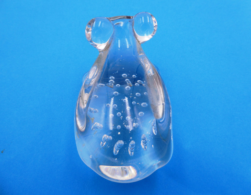 Grenouille en verre avec bulles