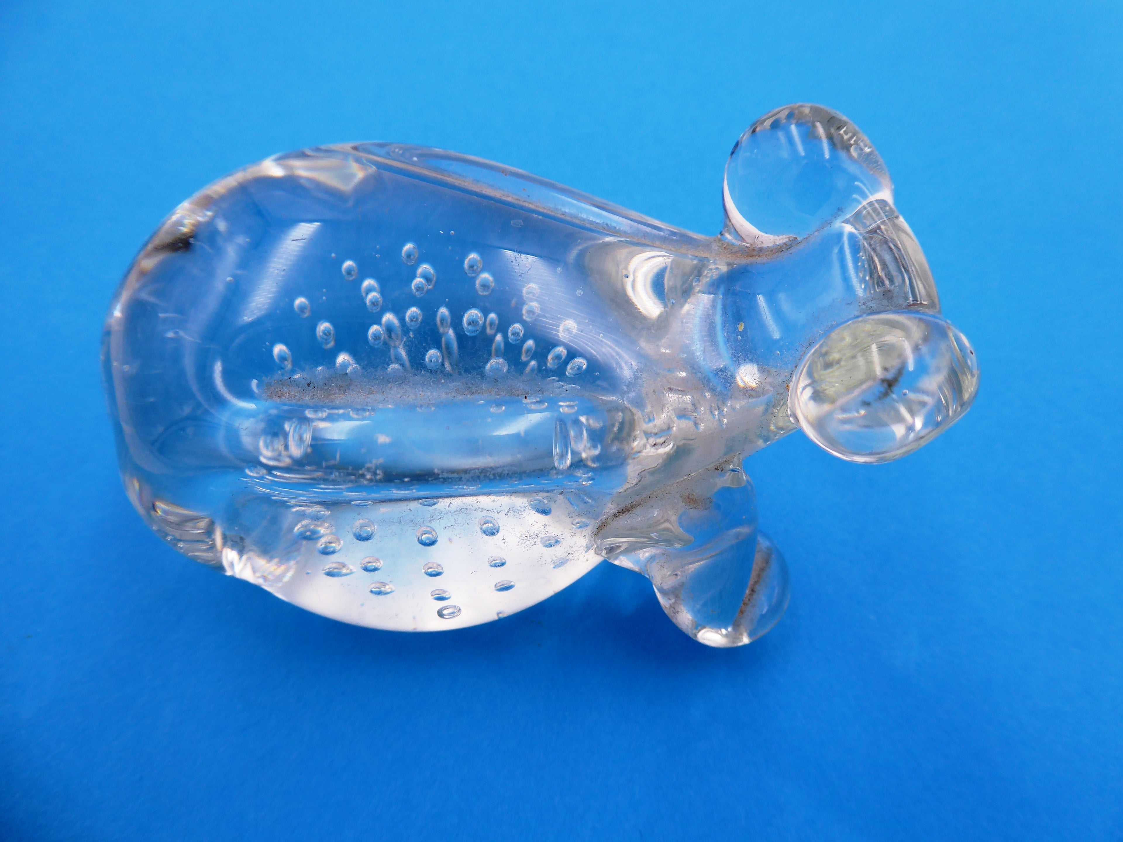 Grenouille en verre avec bulles