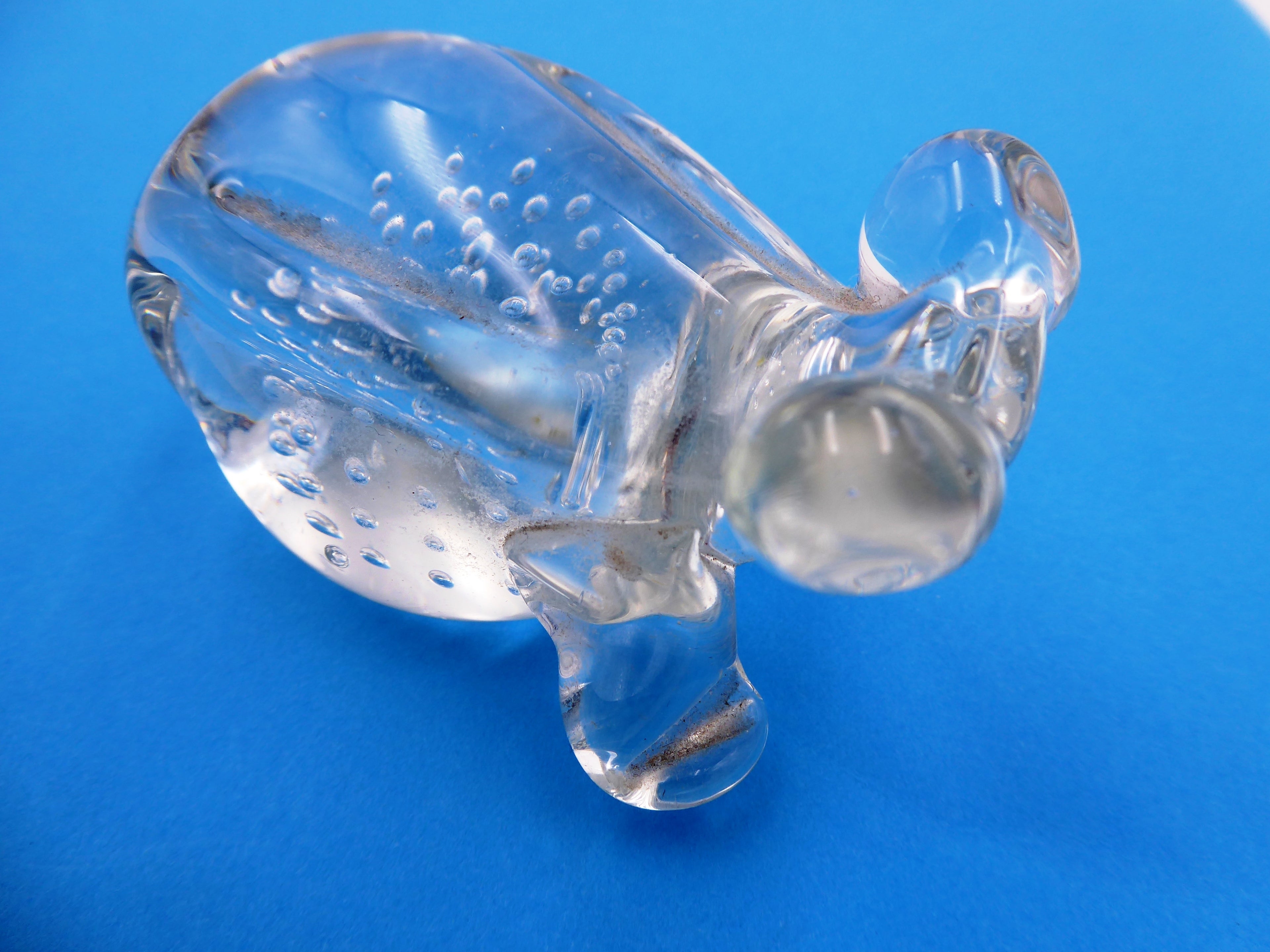 Grenouille en verre avec bulles