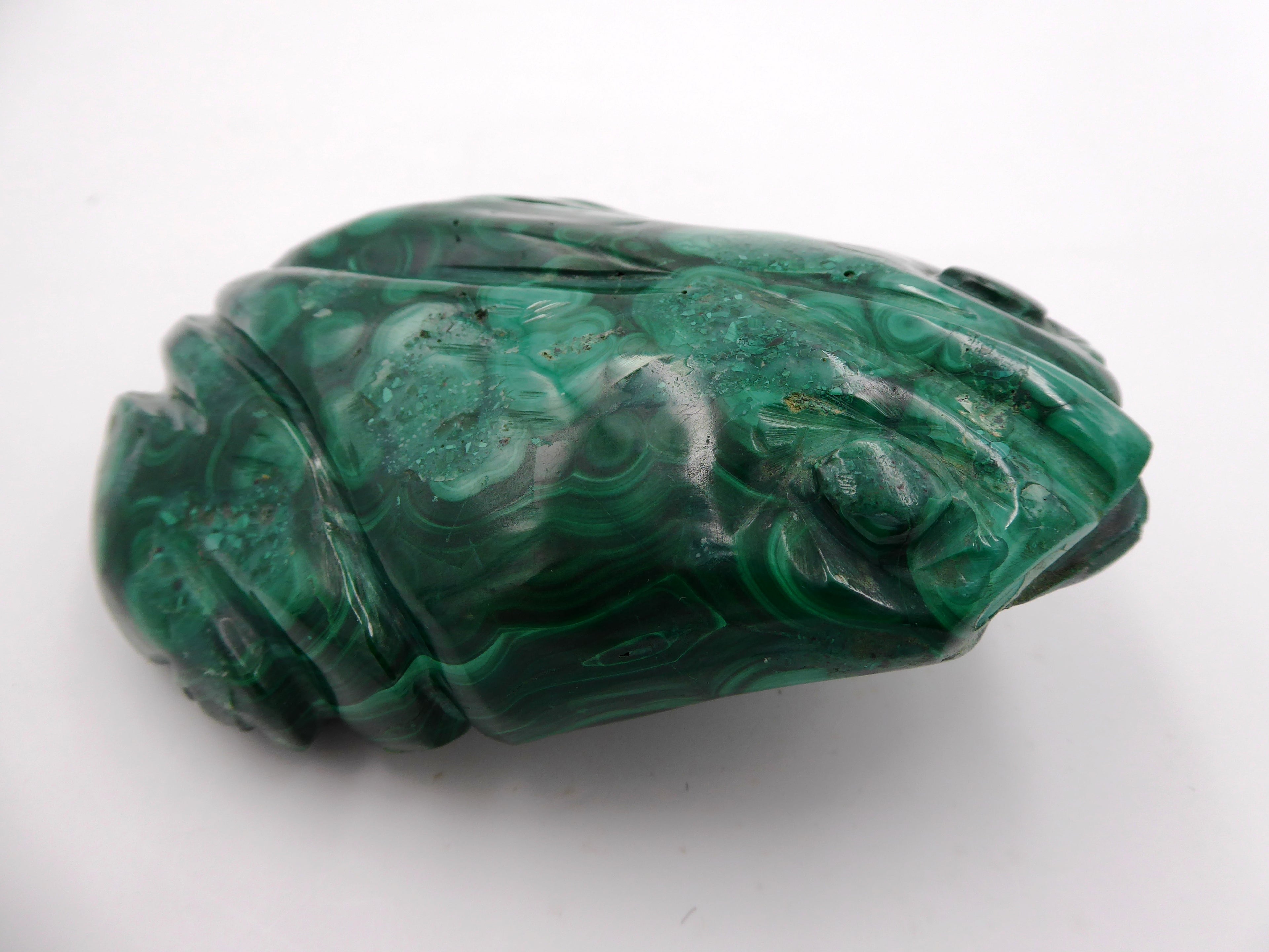 Grosse grenouille en malachite