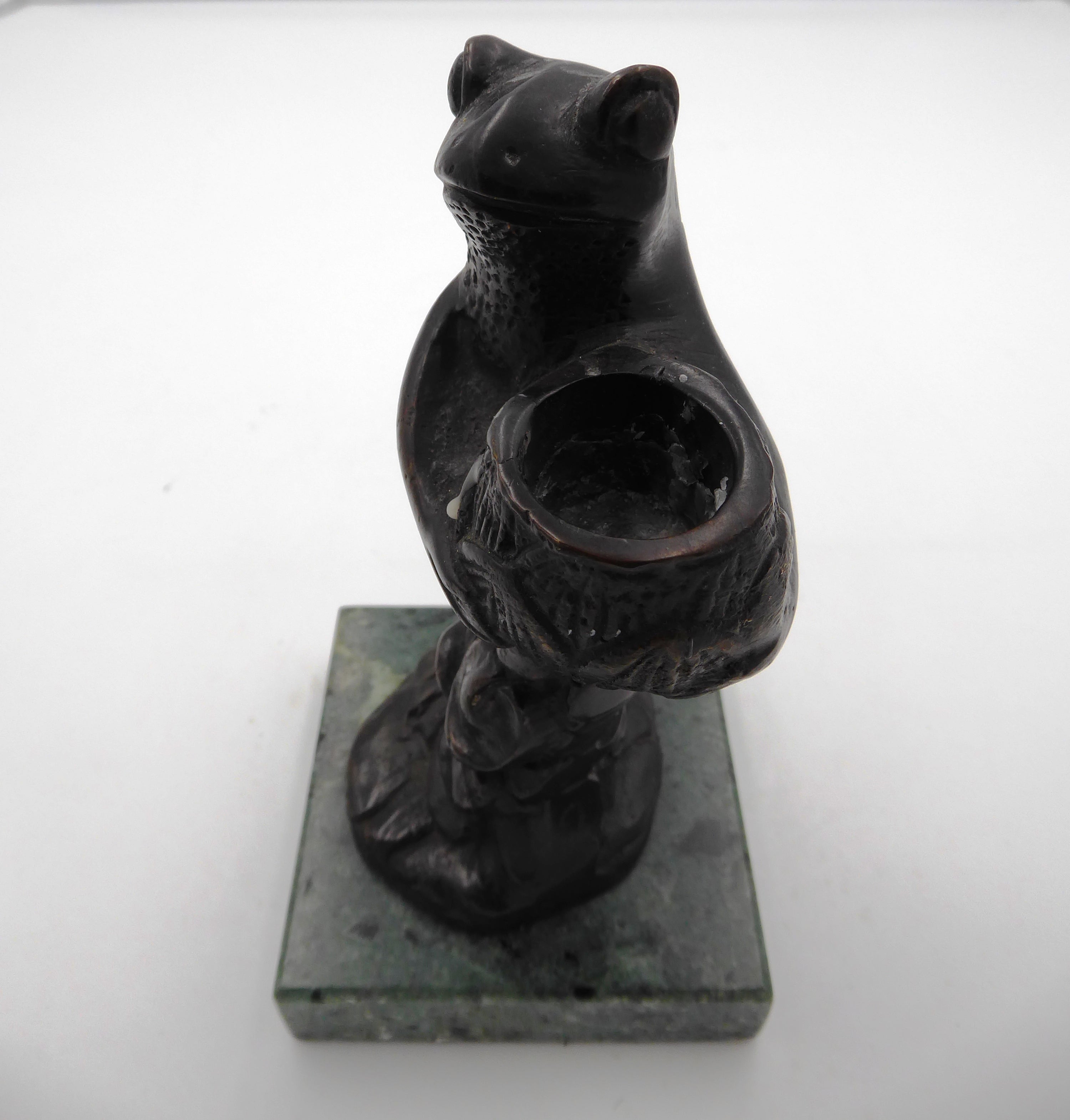 Statue bronze (Bougeoir) sur marbre vert