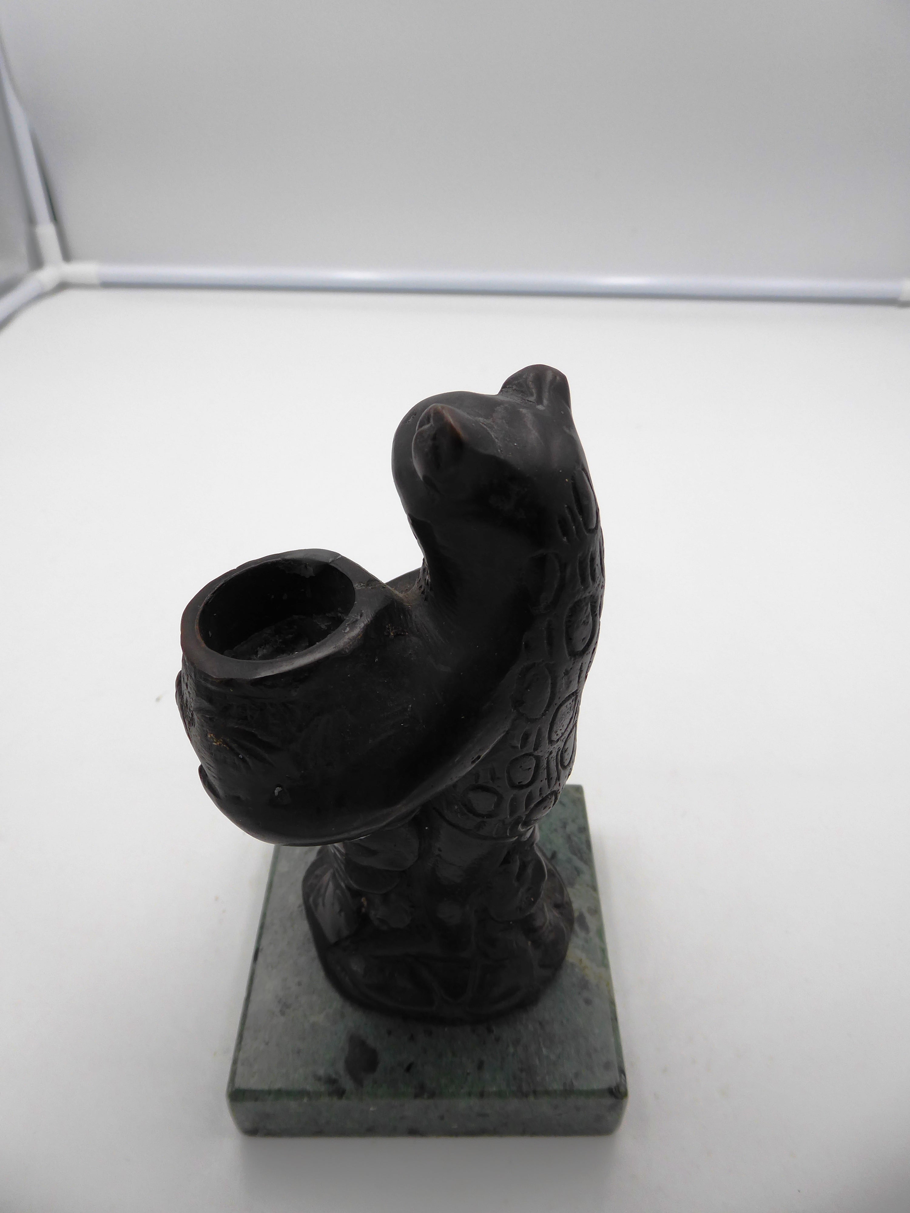 Statue bronze (Bougeoir) sur marbre vert