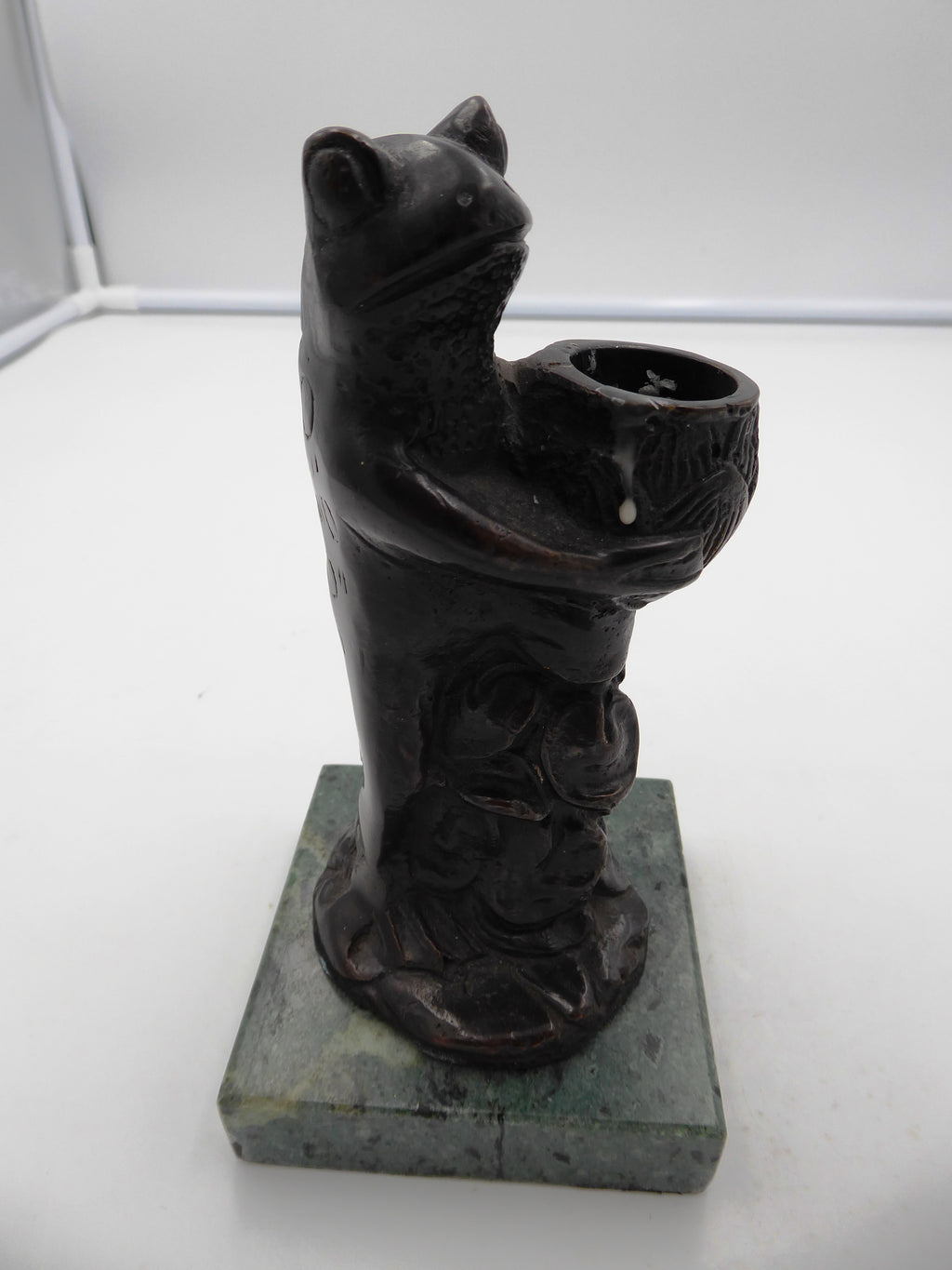 Statue bronze (Bougeoir) sur marbre vert