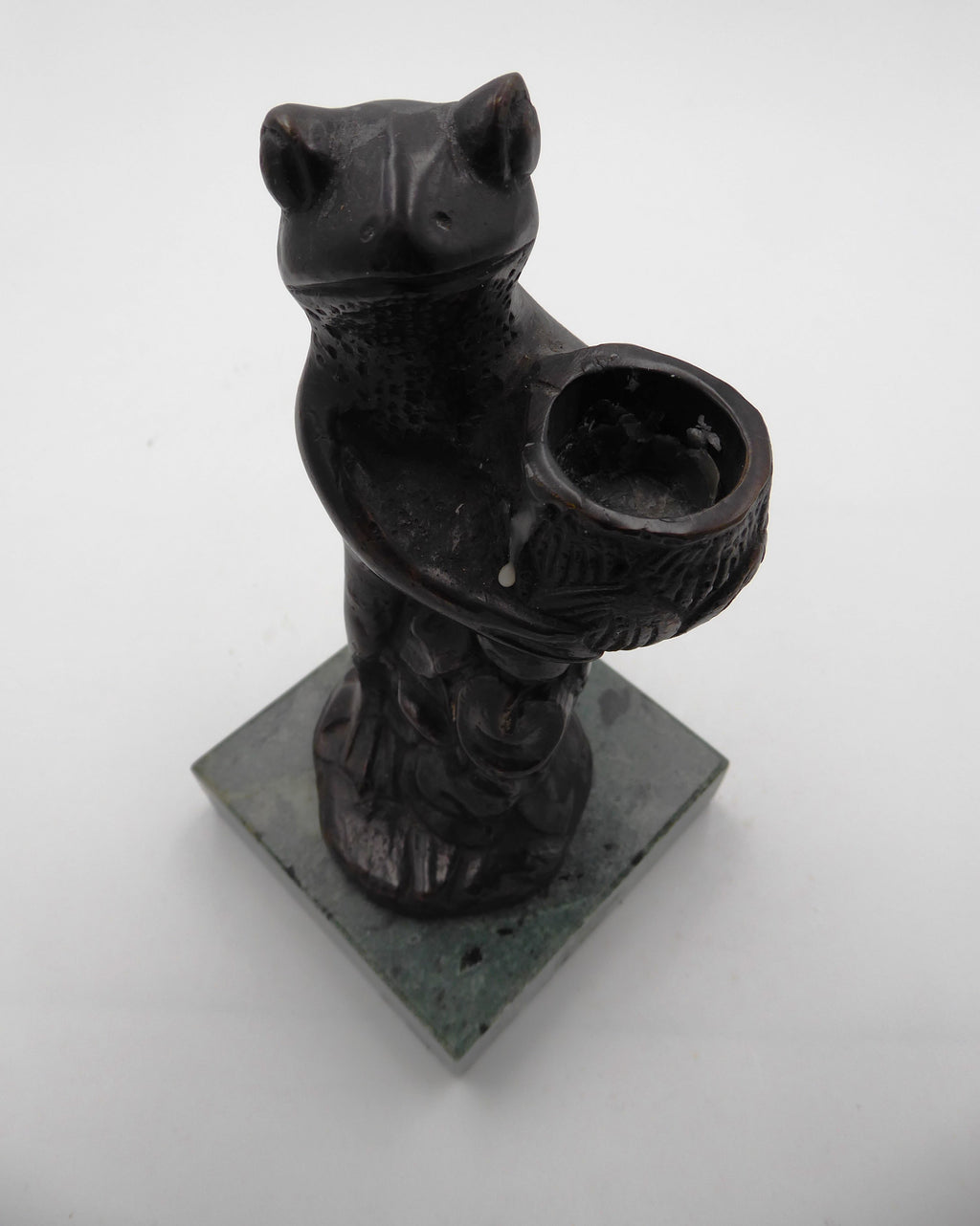 Statue bronze (Bougeoir) sur marbre vert