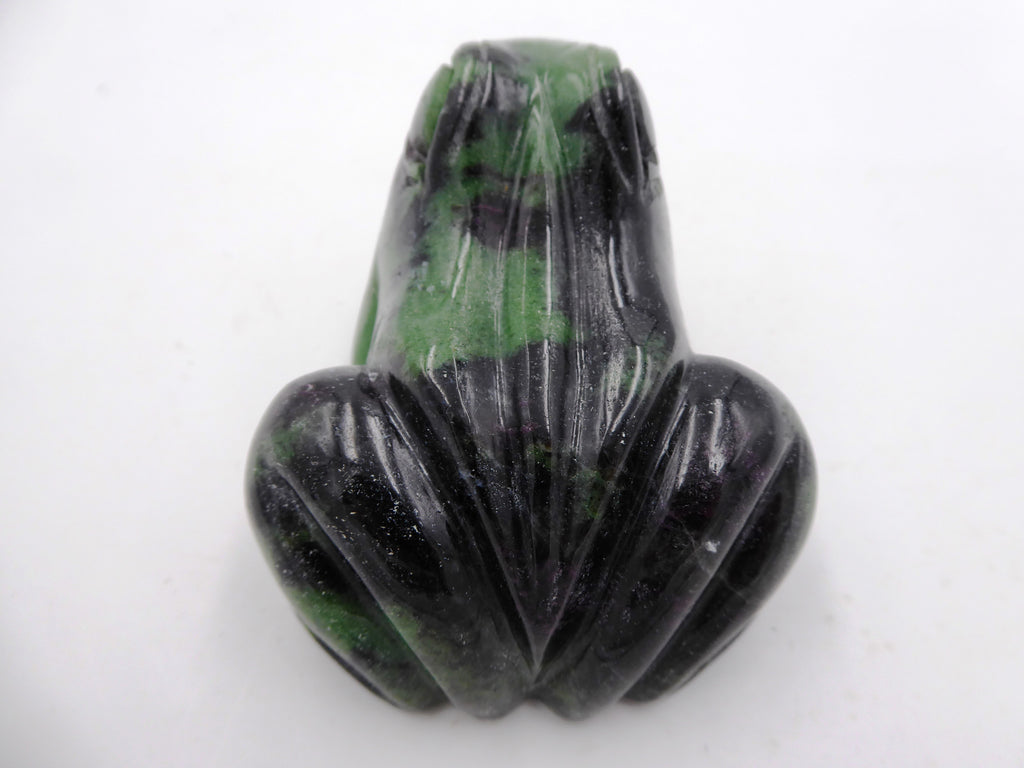 Belle grenouille en pierre verte et noire