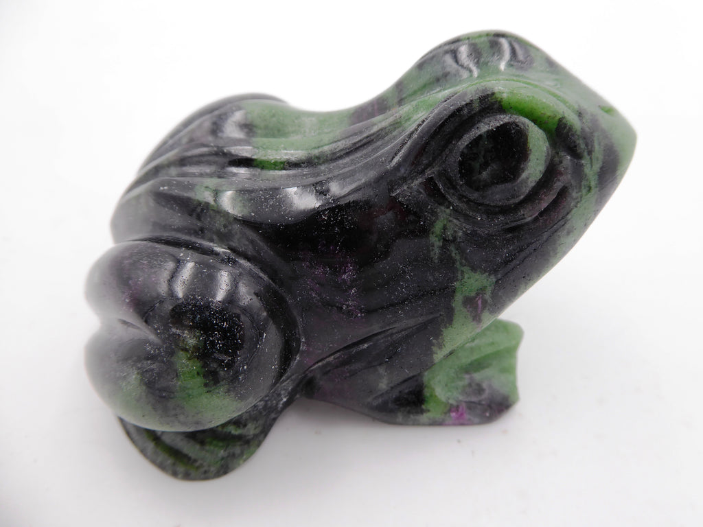 Belle grenouille en pierre verte et noire