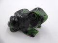 Belle grenouille en pierre verte et noire