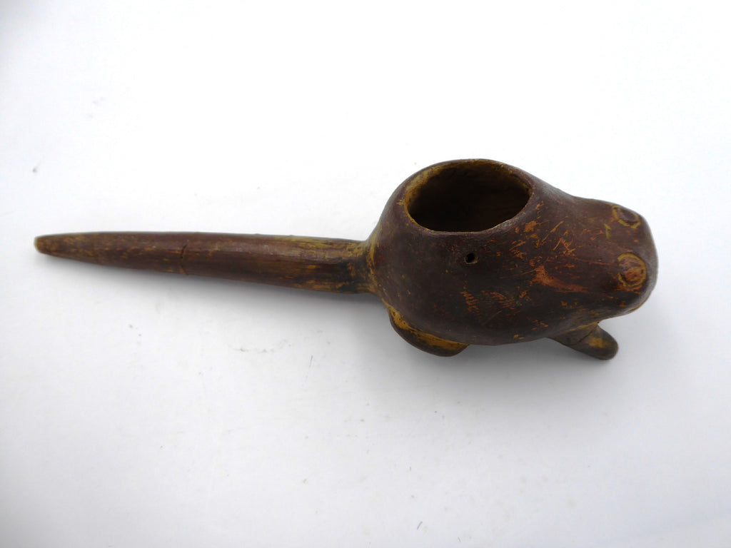 Ancienne pipe en terre cuite peinte en marron