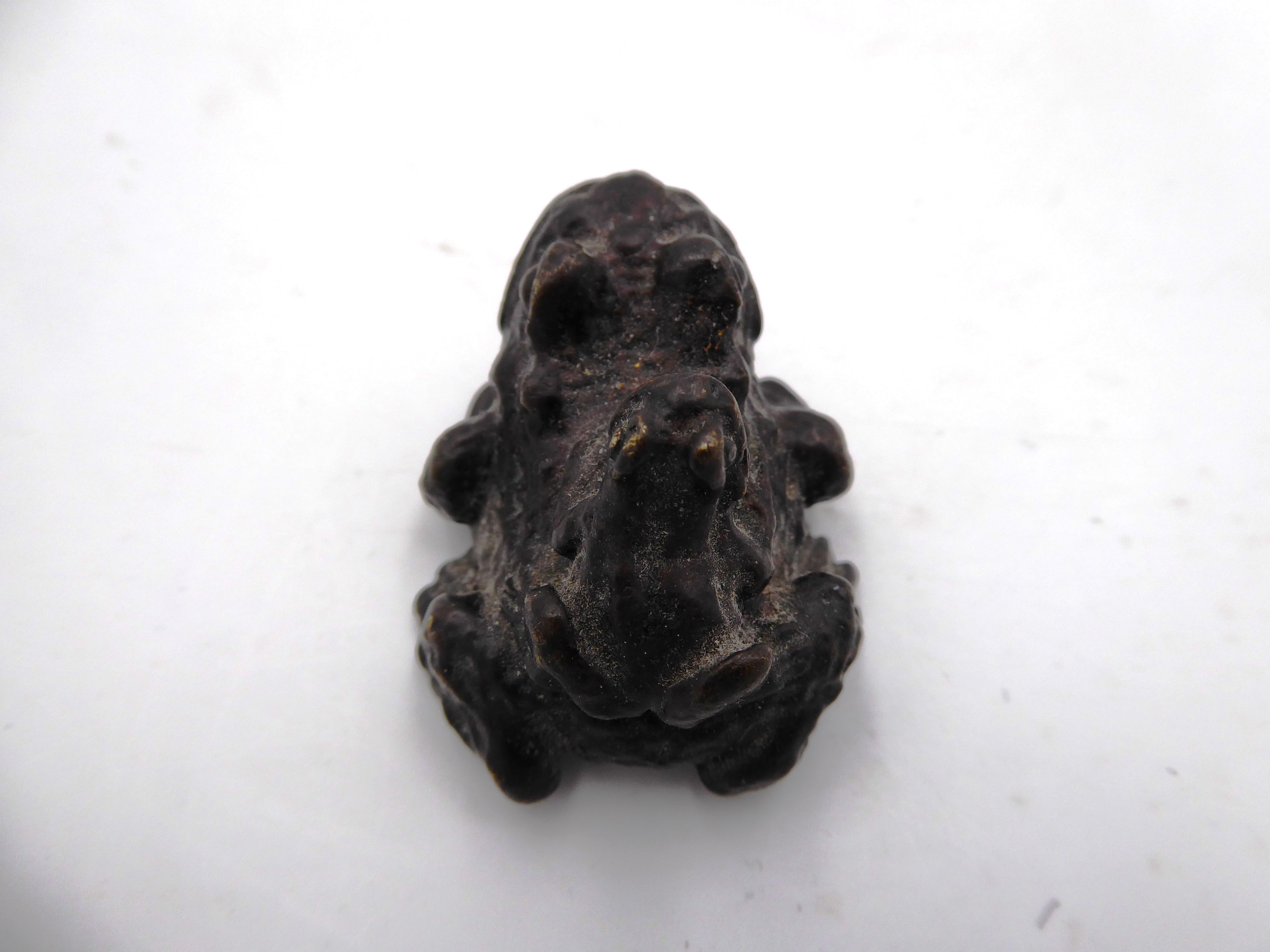 Petite grenouille et son bébé en laiton noirci