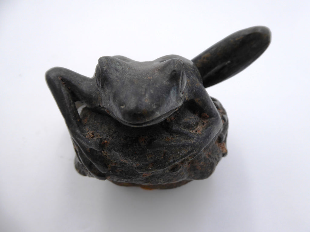 Bronze grenouille sur un rocher