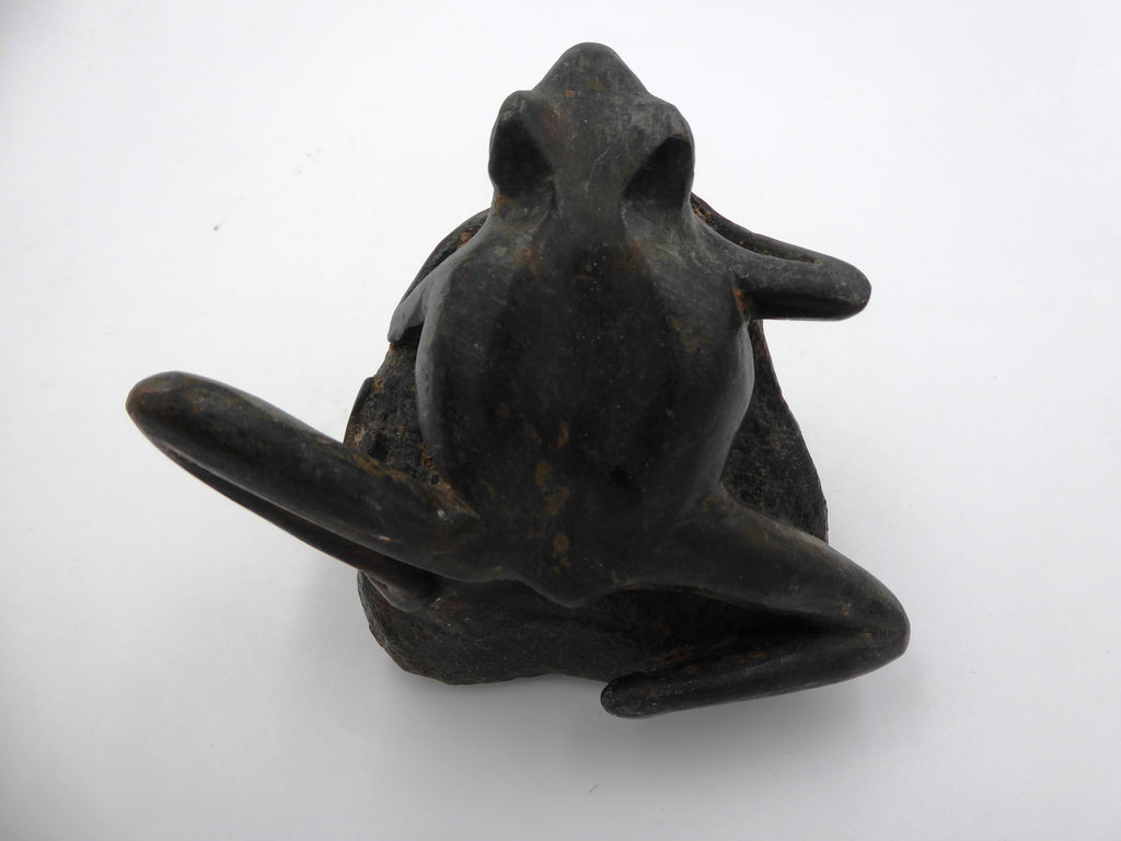 Bronze grenouille sur un rocher