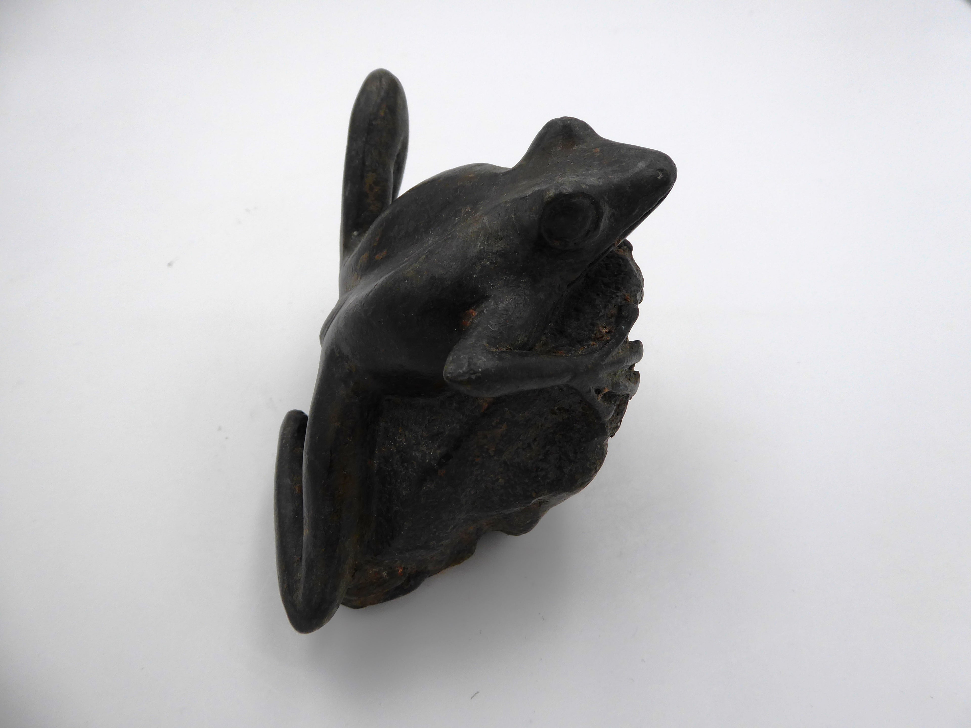 Bronze grenouille sur un rocher