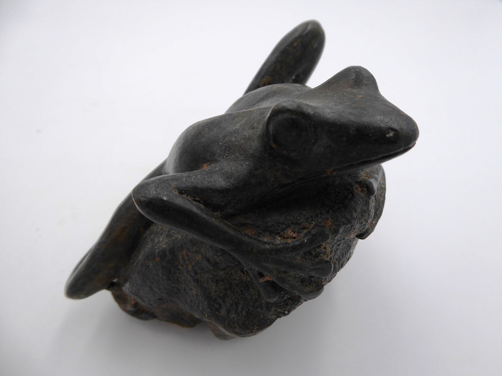 Bronze grenouille sur un rocher