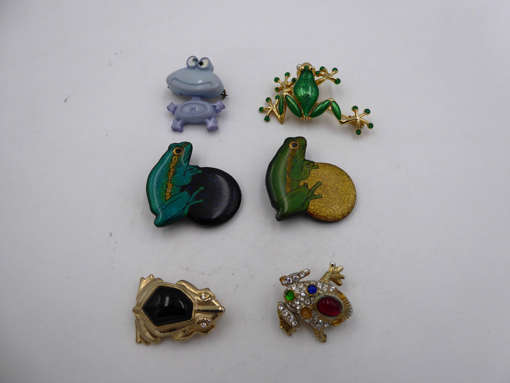 lot de six broches grenouilles variées