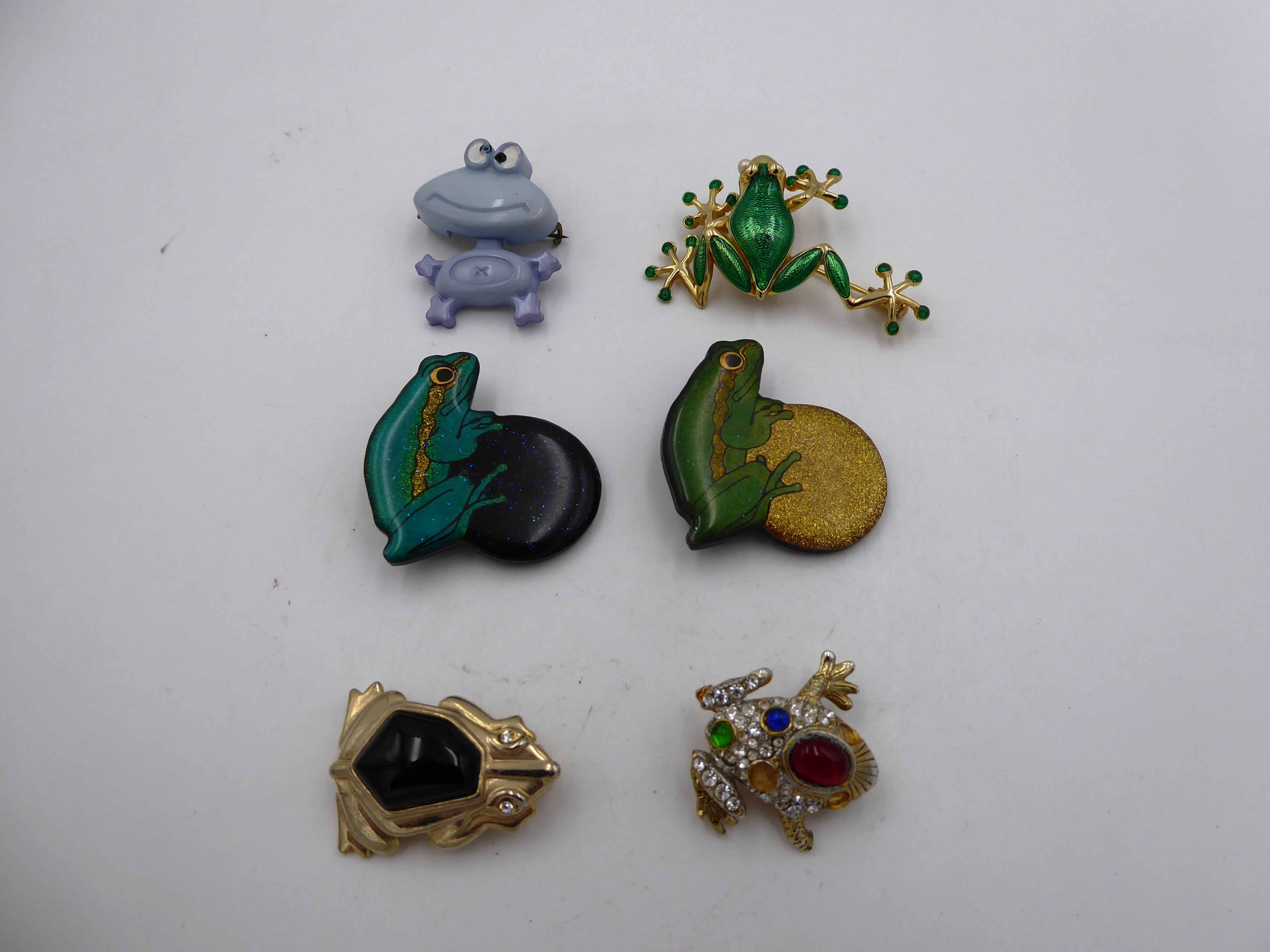 lot de six broches grenouilles variées