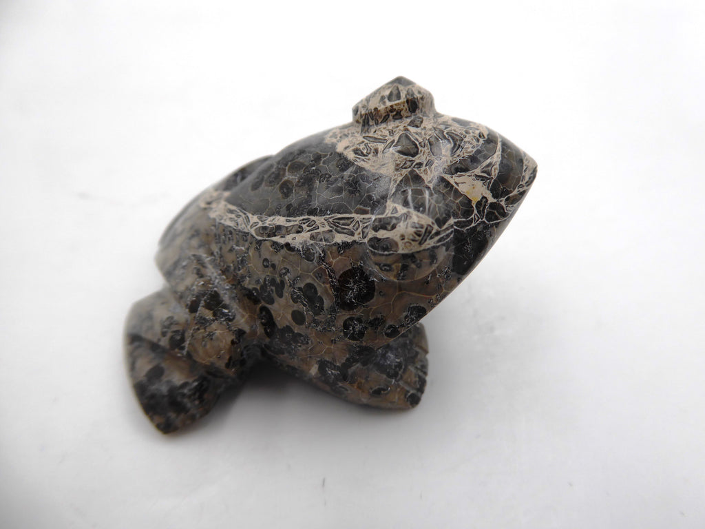 Belle petite grenouille en pierre grise