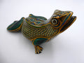 Grosse grenouille en bois sculptée peinte à la main