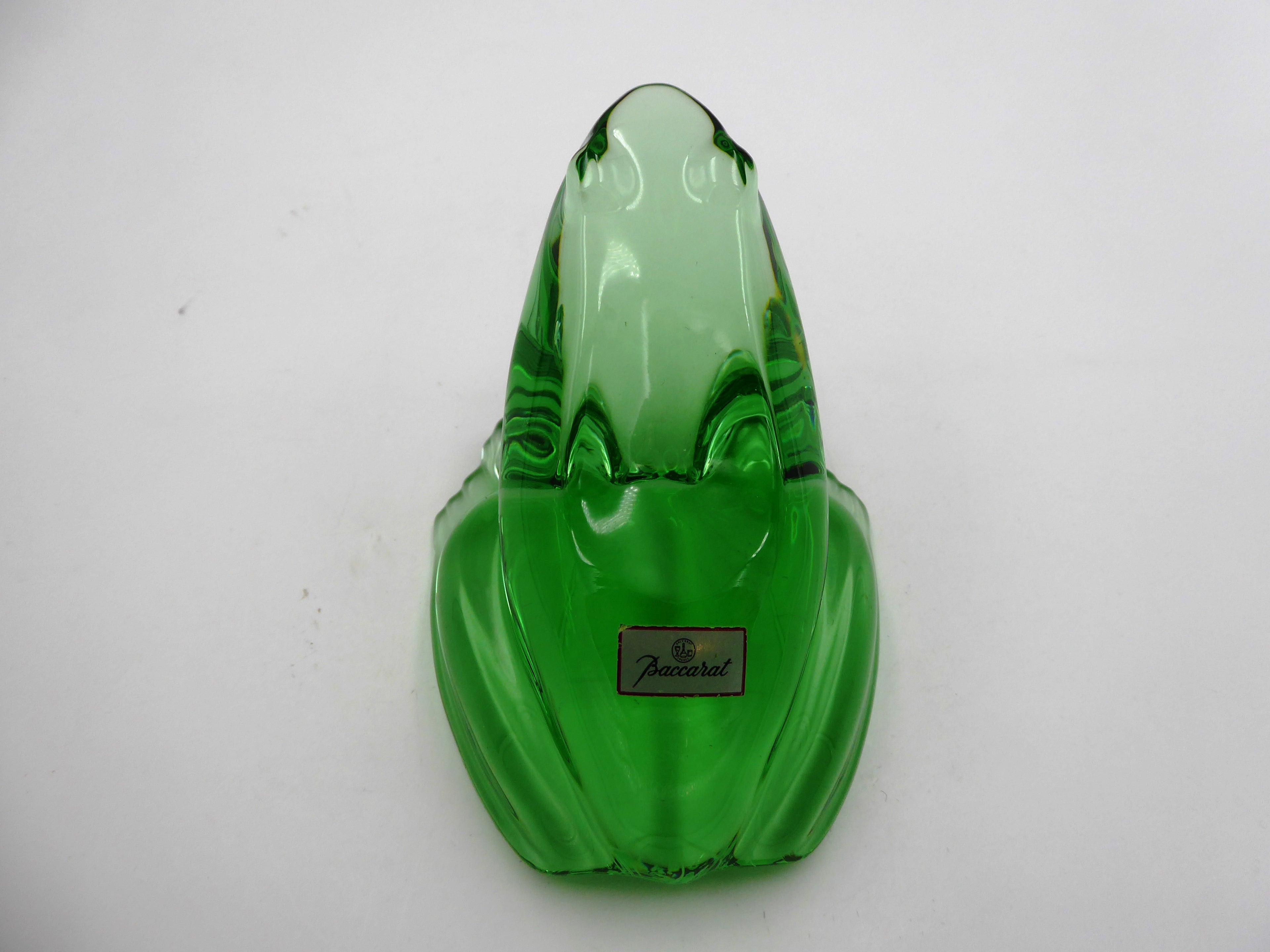 Grenouille en cristal BACCARAT translucide et verte