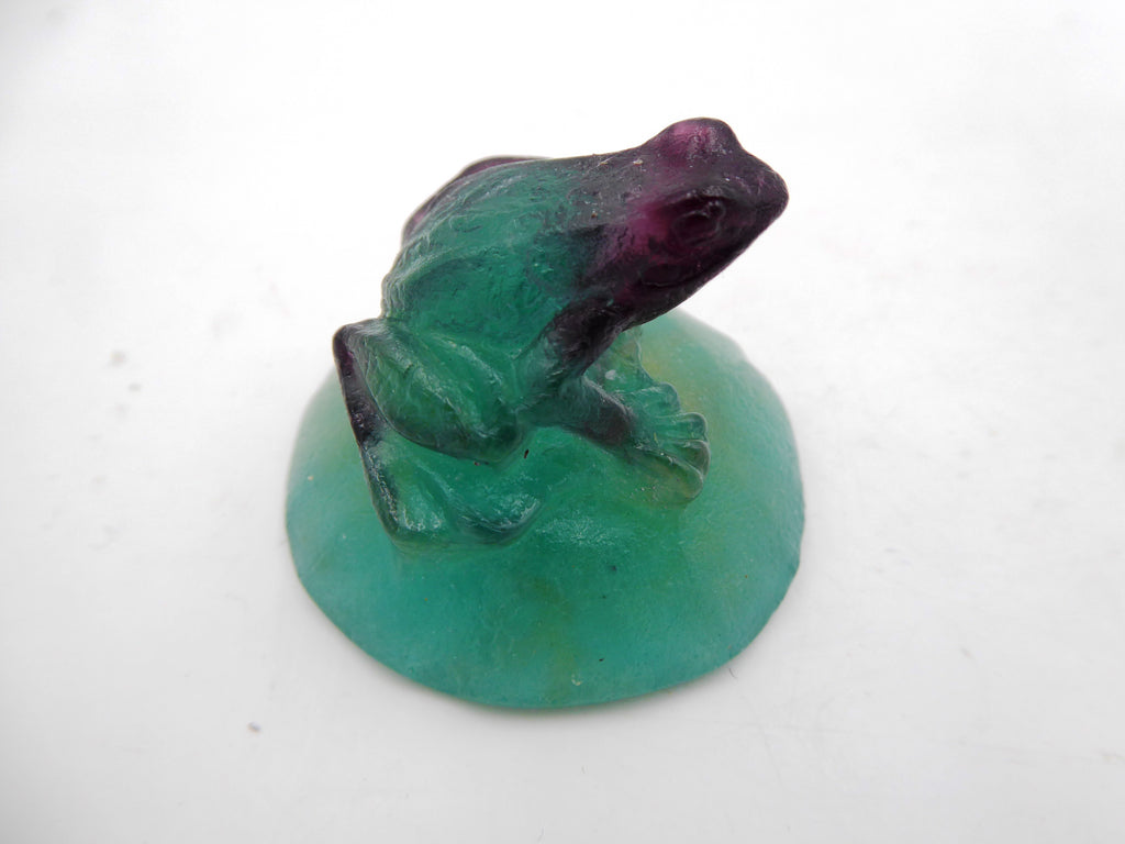 Petite grenouille DAUM sur un nénuphar bombé