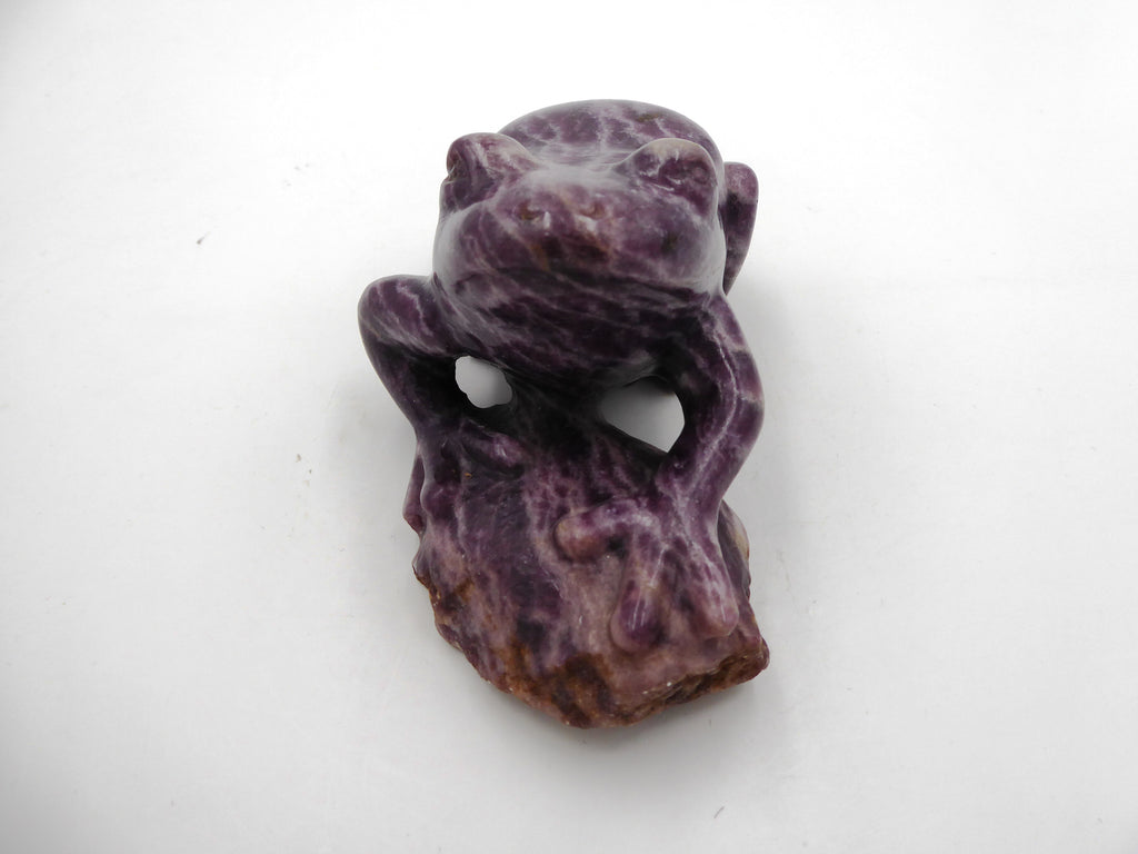 Grosse grenouille violette veine blanche (Kunzite ?) Venant d'Afrique du sud