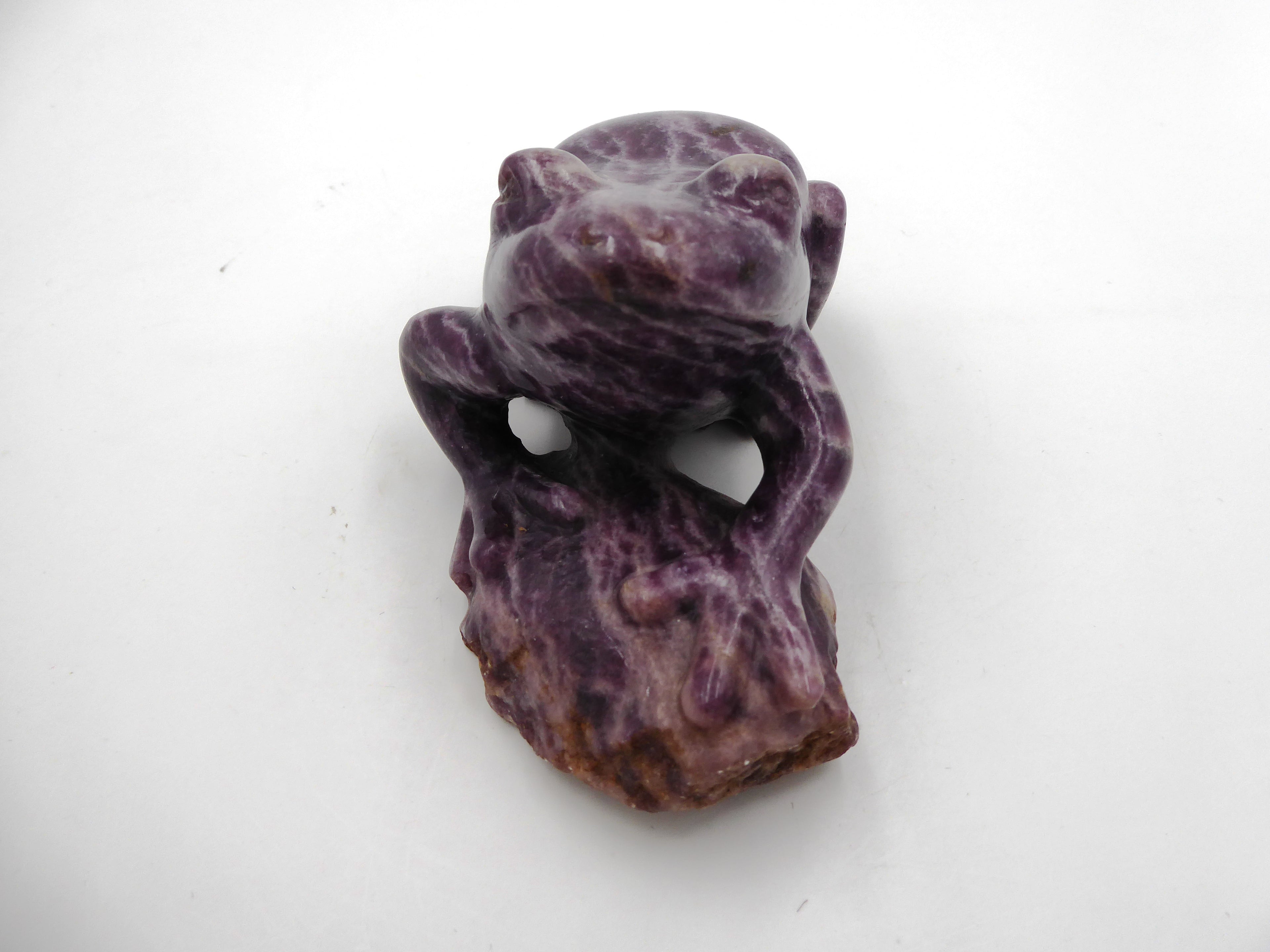 Grosse grenouille violette veine blanche (Kunzite ?) Venant d'Afrique du sud