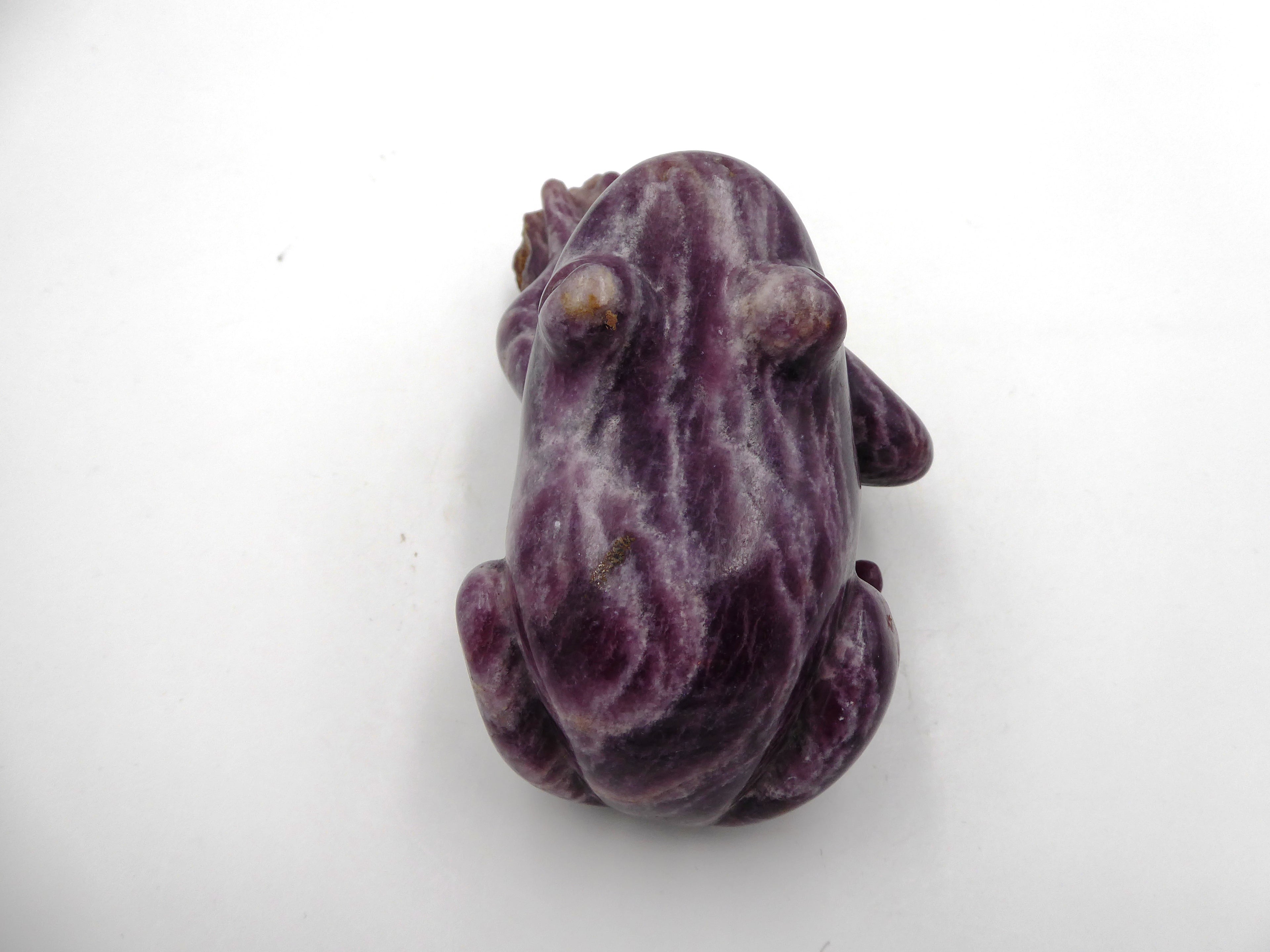Grosse grenouille violette veine blanche (Kunzite ?) Venant d'Afrique du sud