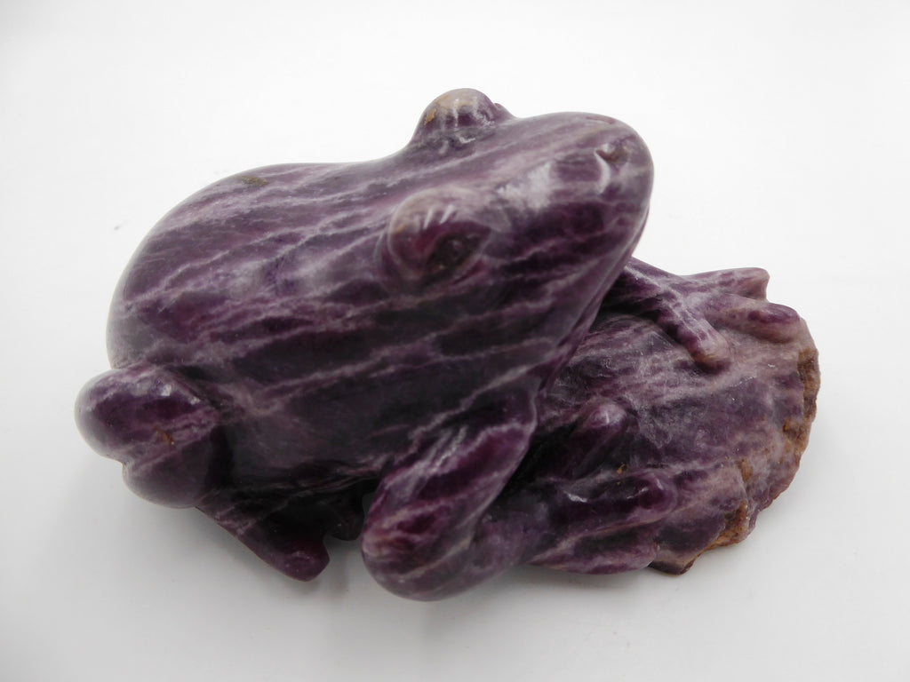 Grosse grenouille violette veine blanche (Kunzite ?) Venant d'Afrique du sud