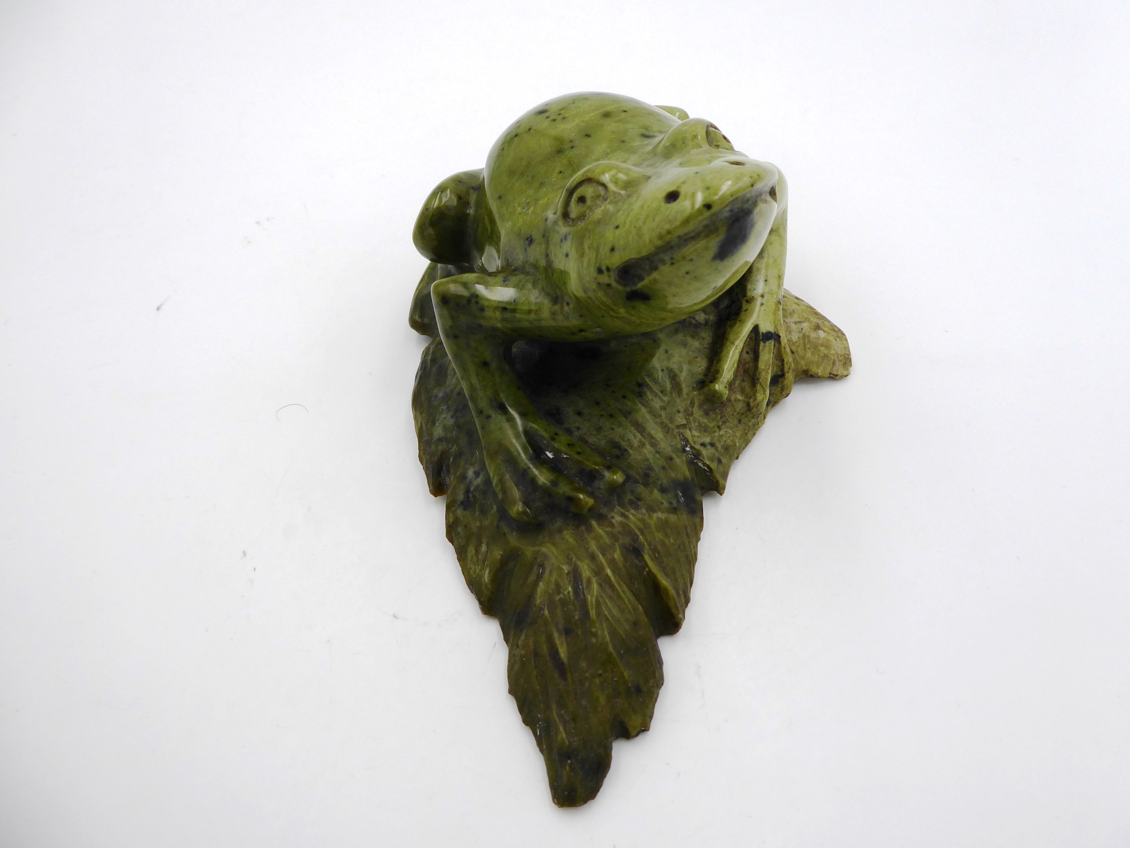 Grosse grenouille sur un nénuphar (Jaspe Kimbala ?) - Venant d'Afrique du sud