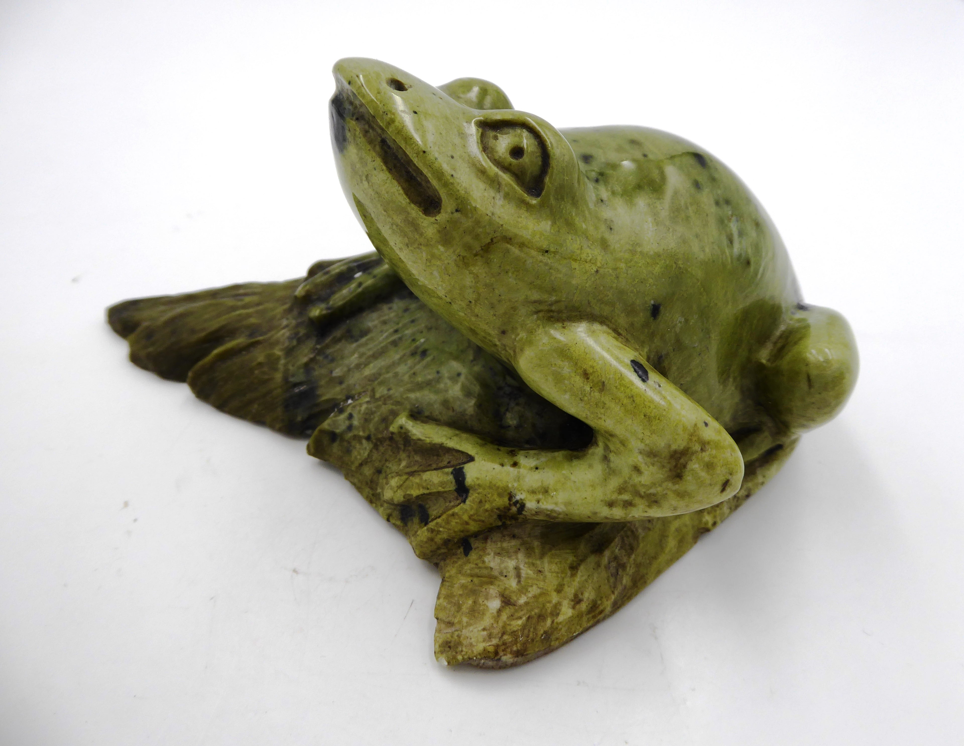 Grosse grenouille sur un nénuphar (Jaspe Kimbala ?) - Venant d'Afrique du sud