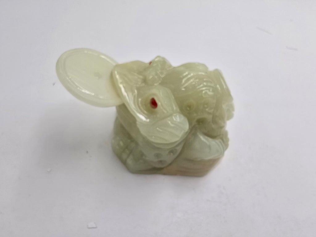 Grosse grenouille en onyx vert porte bonheur richesse