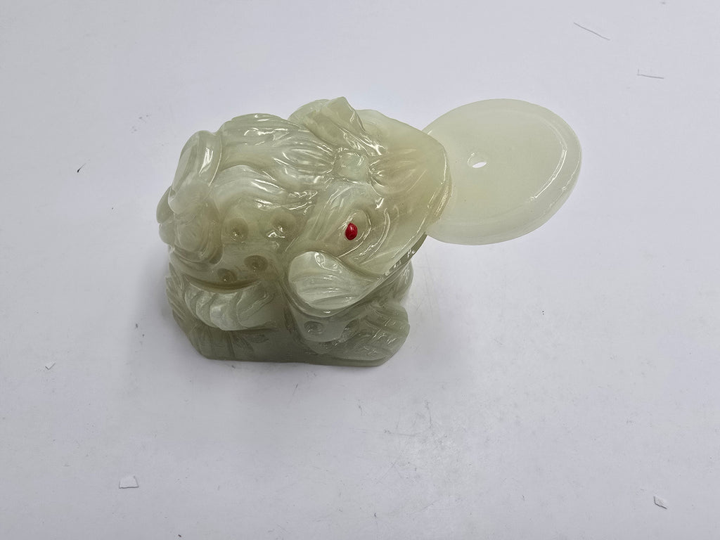 Grosse grenouille en onyx vert porte bonheur richesse