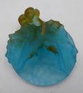 DAUM Pendentif en pâte de verre bleutée daté 1990