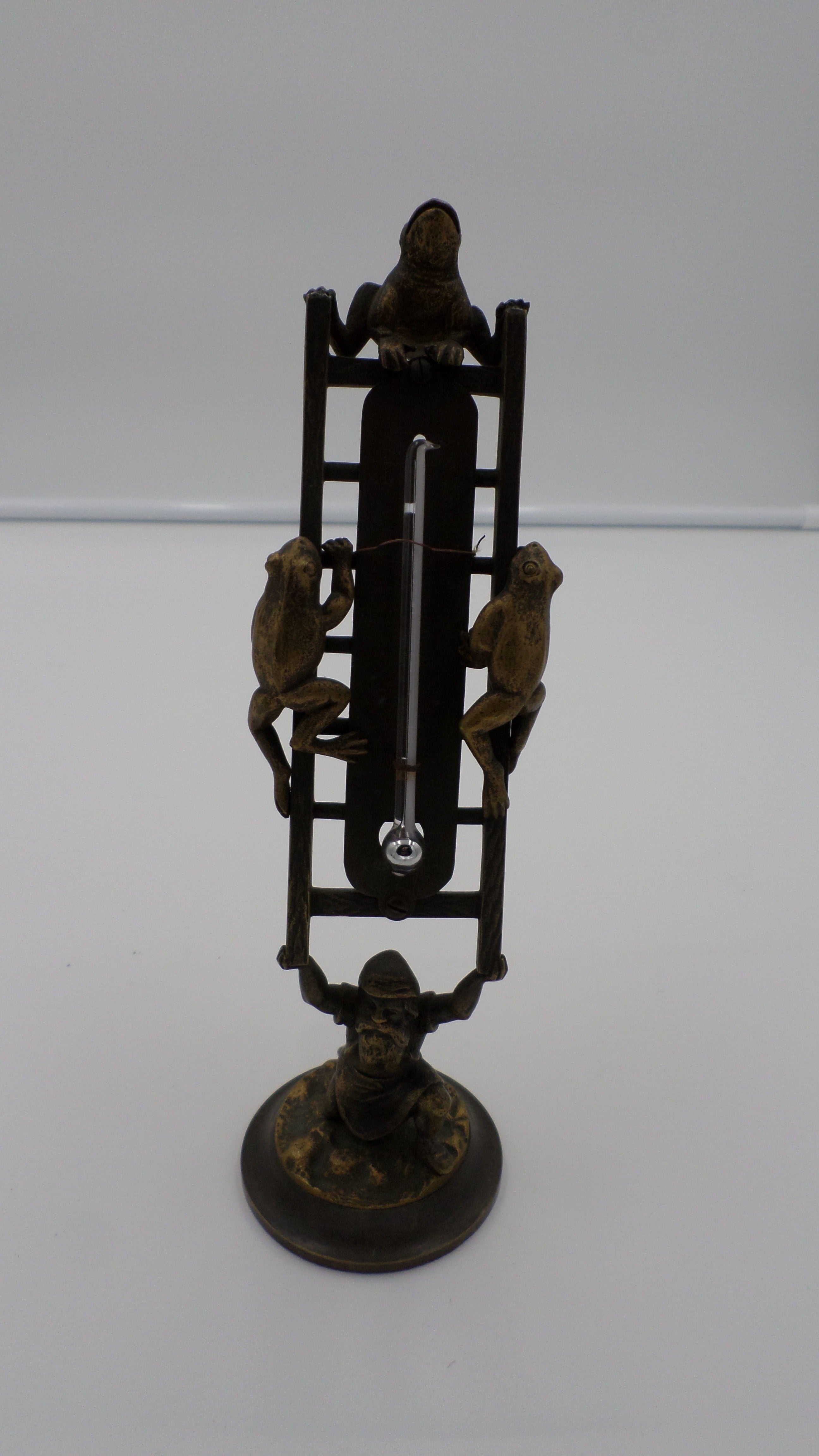thermomètre grenouilles en bronze doré - Époque début 1900