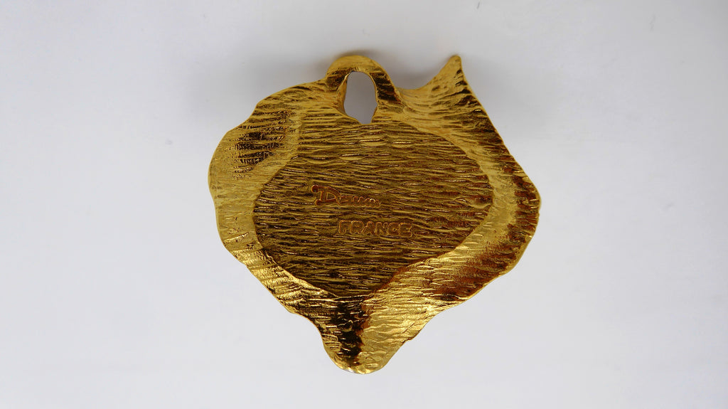 Pendentif DAUM - Grenouille sur une feuille dorée