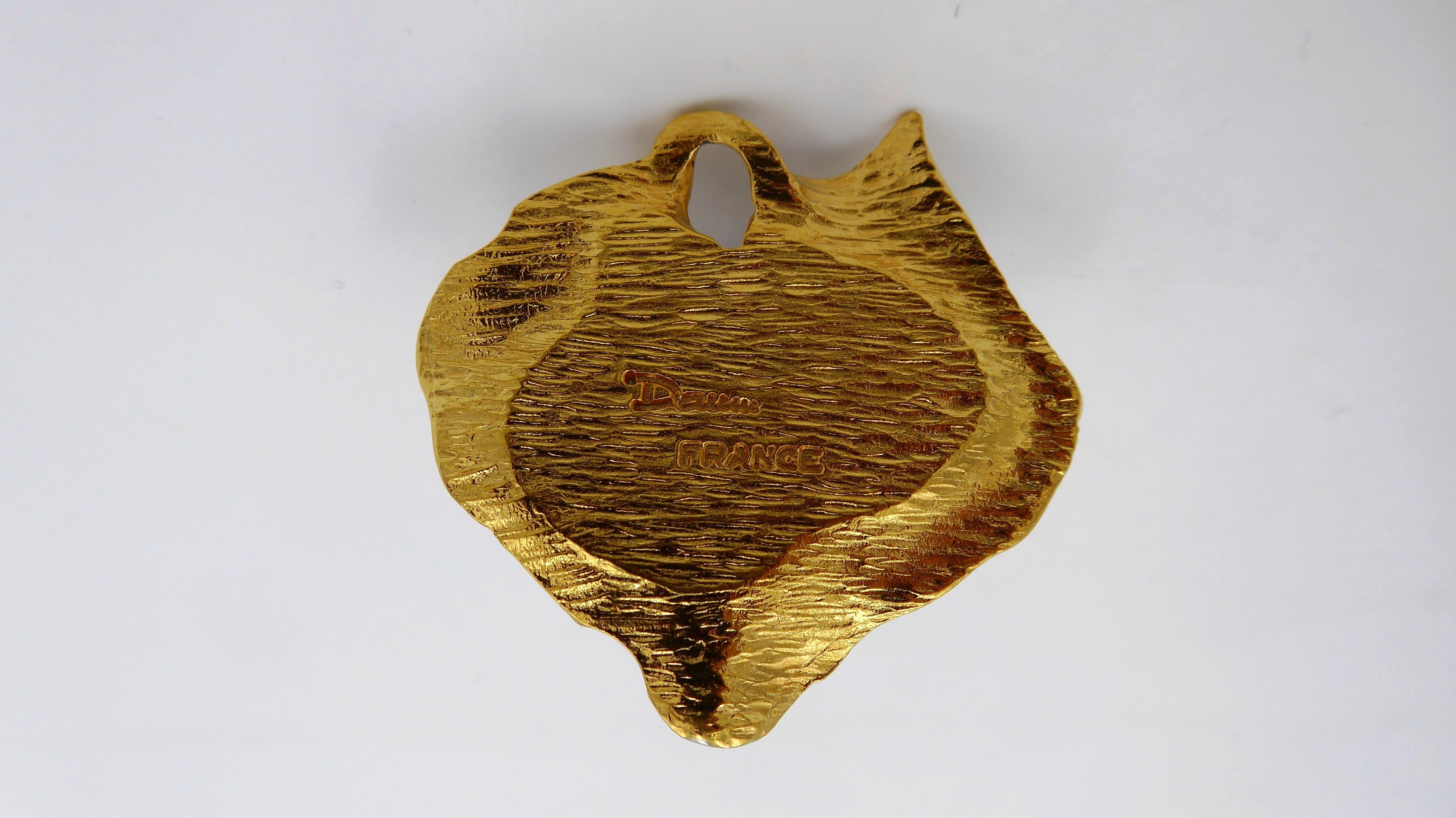 Pendentif DAUM - Grenouille sur une feuille dorée