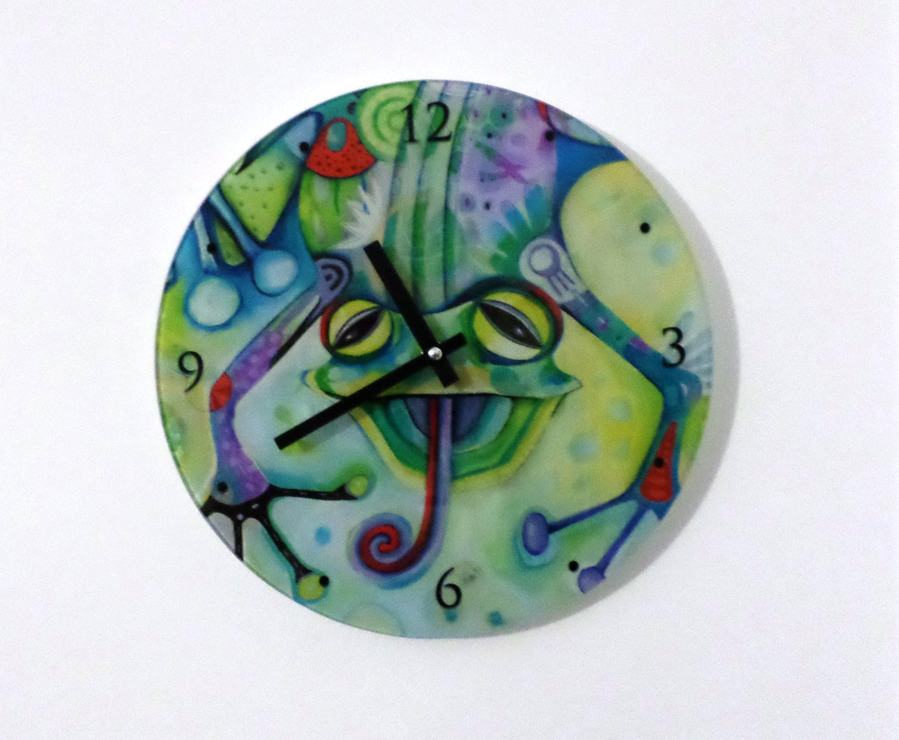 Belle pendule en verre décoré