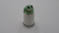 Dé en porcelaine blanc surmonté d'une grenouille verte
