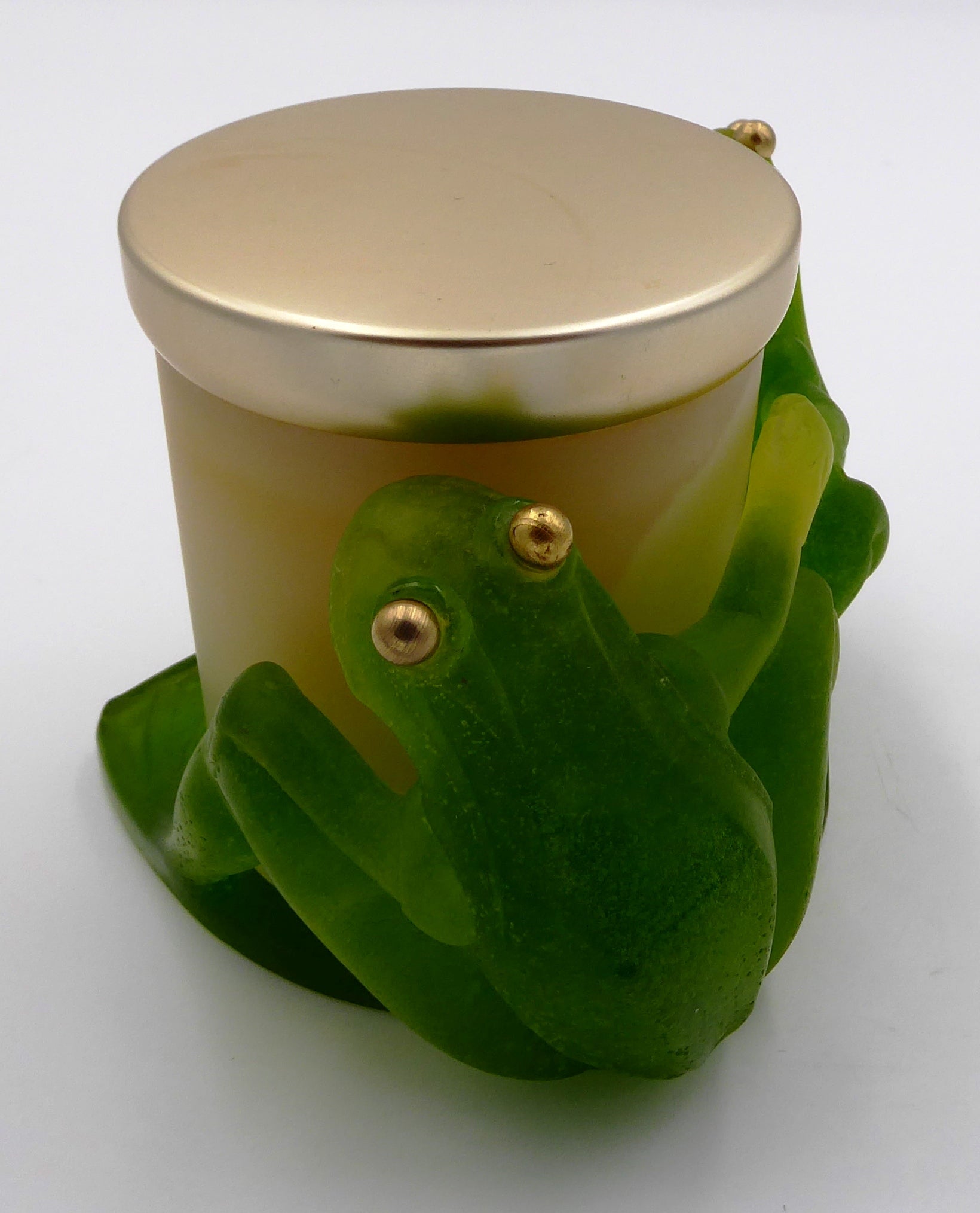 Couple de grenouilles assises - Bougeoir DAUM vert