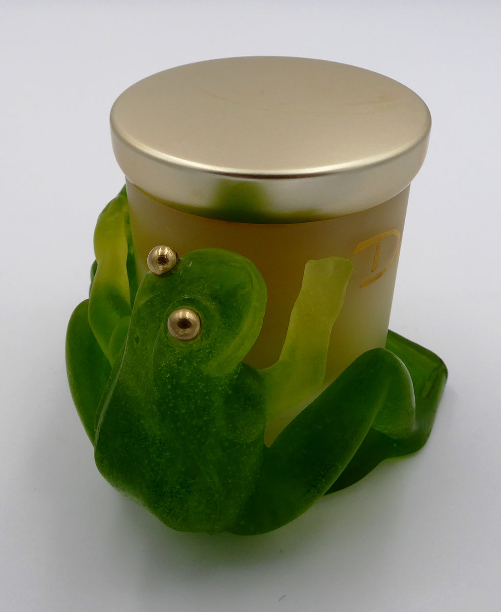 Couple de grenouilles assises - Bougeoir DAUM vert