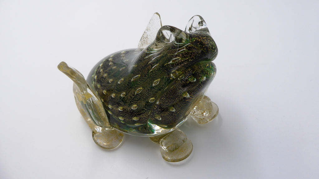 Superbe grenouille fabriquée à MURANO-VENEZIA ton vert et or